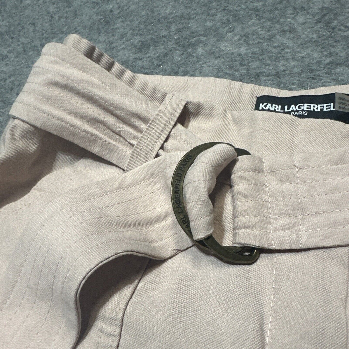 Karl Lagerfeld Women's Belted Jogger Pants Size xx Pink Rayon Pants Beige Light