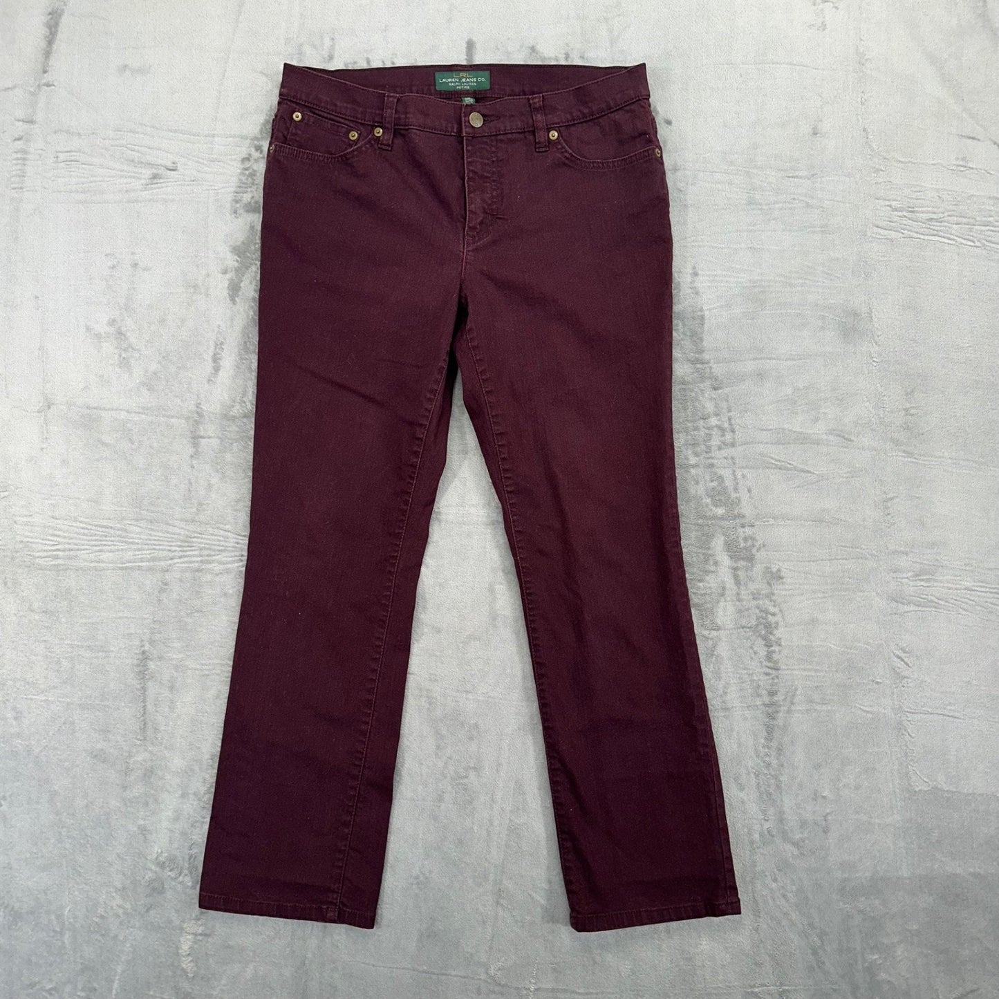 Lauren Ralph Lauren Women's Modern Straight Jeans 12P Burgundy