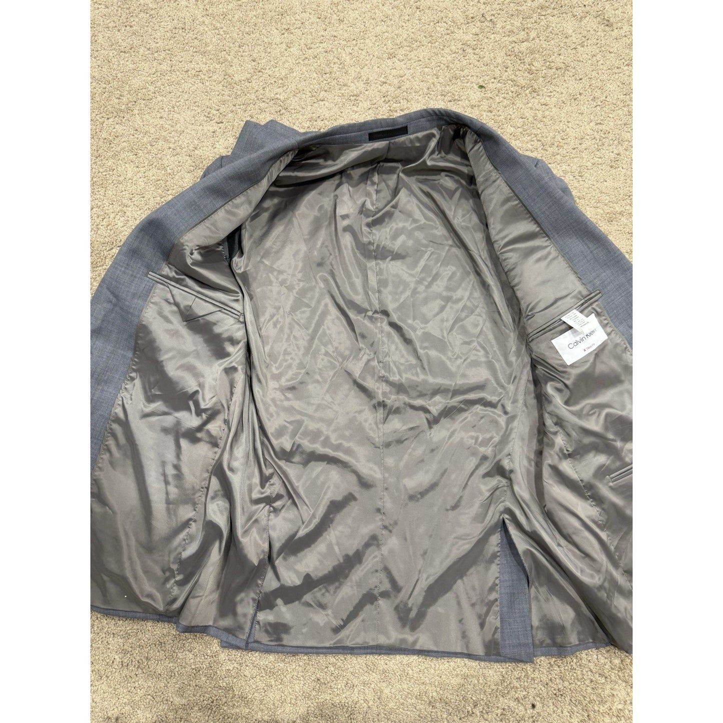 Calvin Klein Blazer Sport Coat Suit Jacket Men's Size 36 Large Gray Two Button