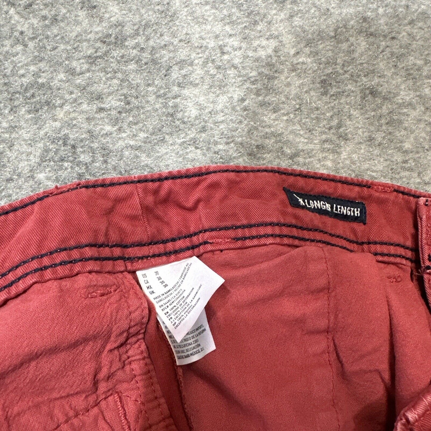 American Eagle Longer Length Men's Chino Shorts Size 30 Red Chinos