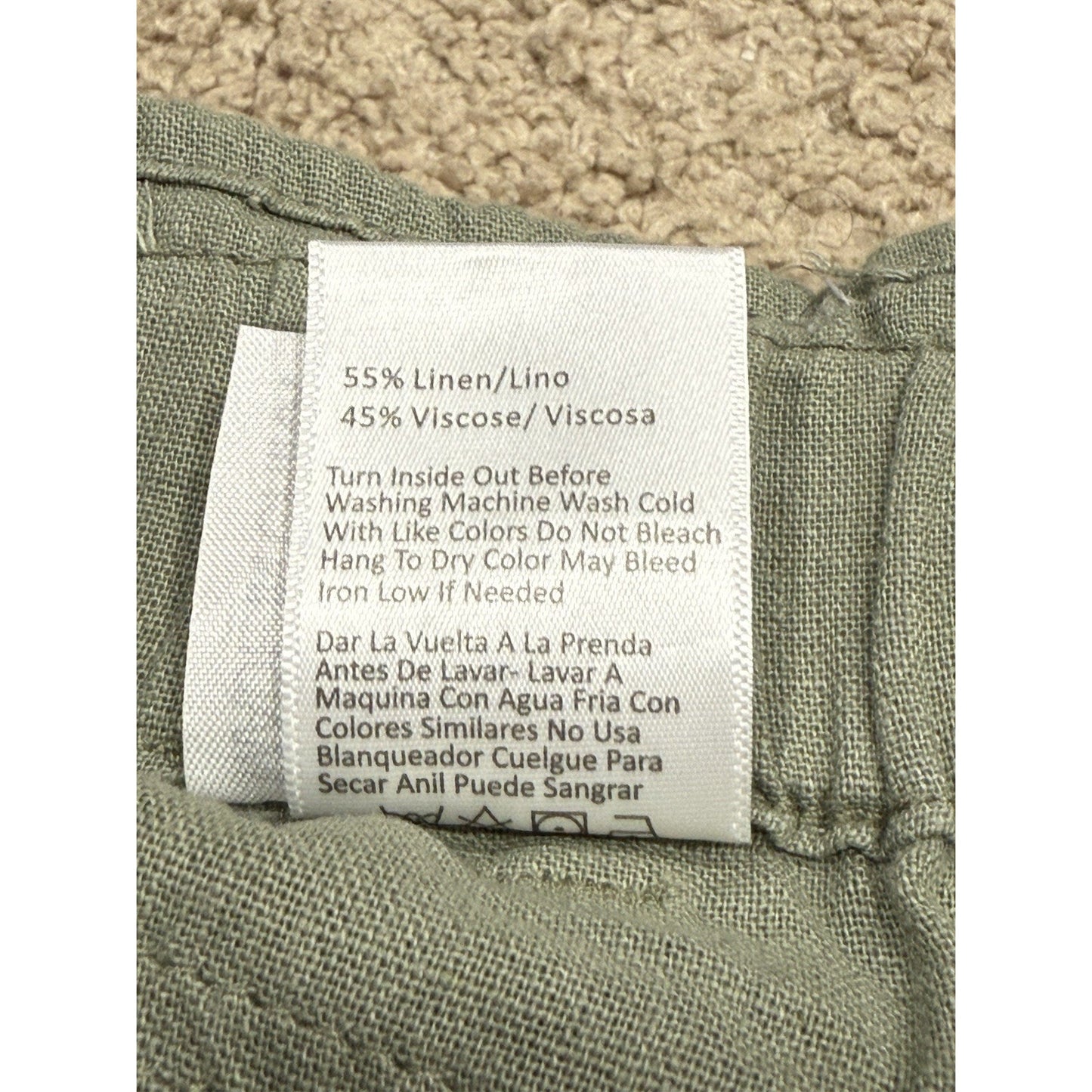 Risen Los Angeles Linen Blend Women's High Rise Black XL Shorts Olive Green