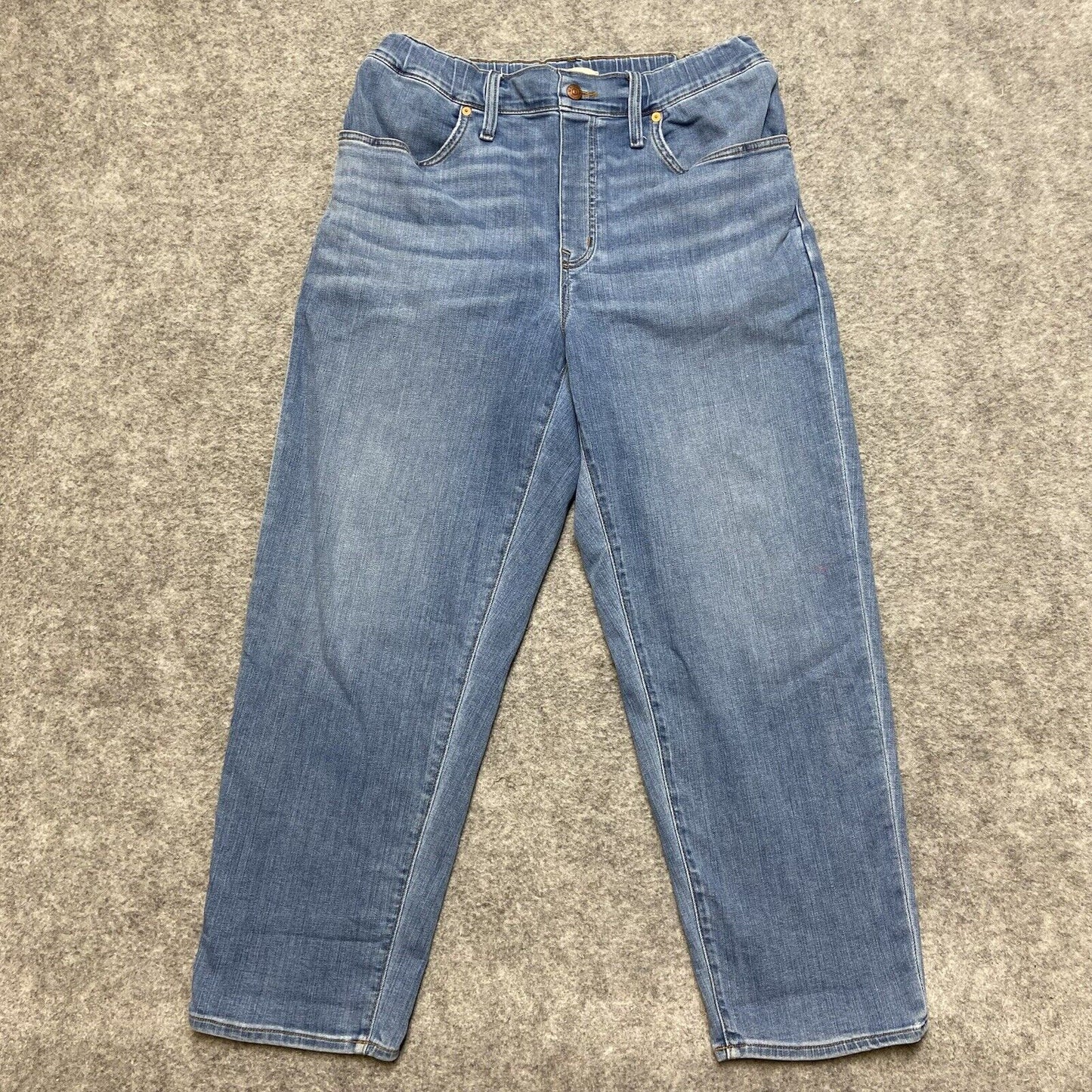 Madewell Elastic Waist Straight Leg Jeans Women's Size 29 Blue Denim