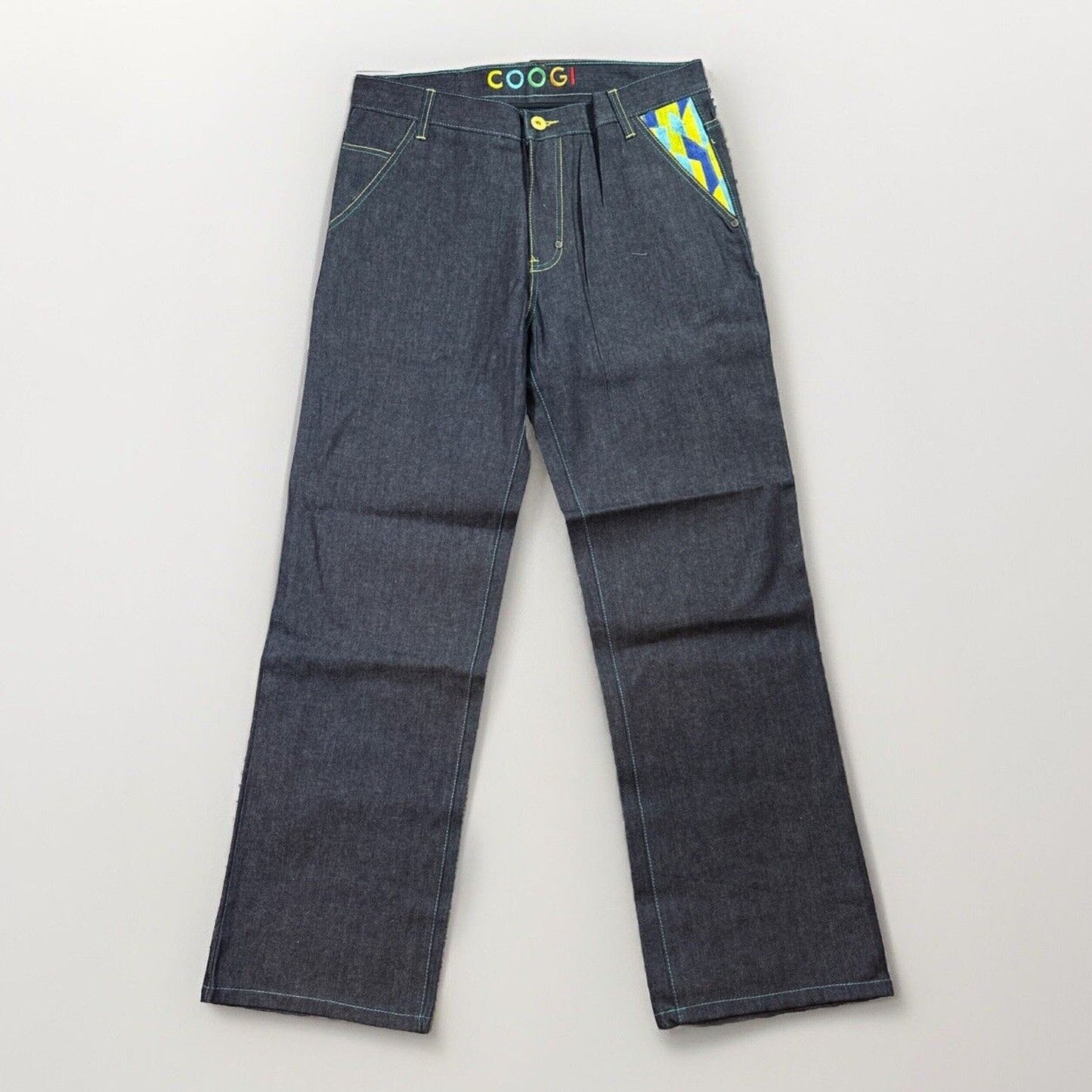 Vintage COOGI Straight Jeans Men's 34x34 Dark Blue Embroidered Abstract Rare