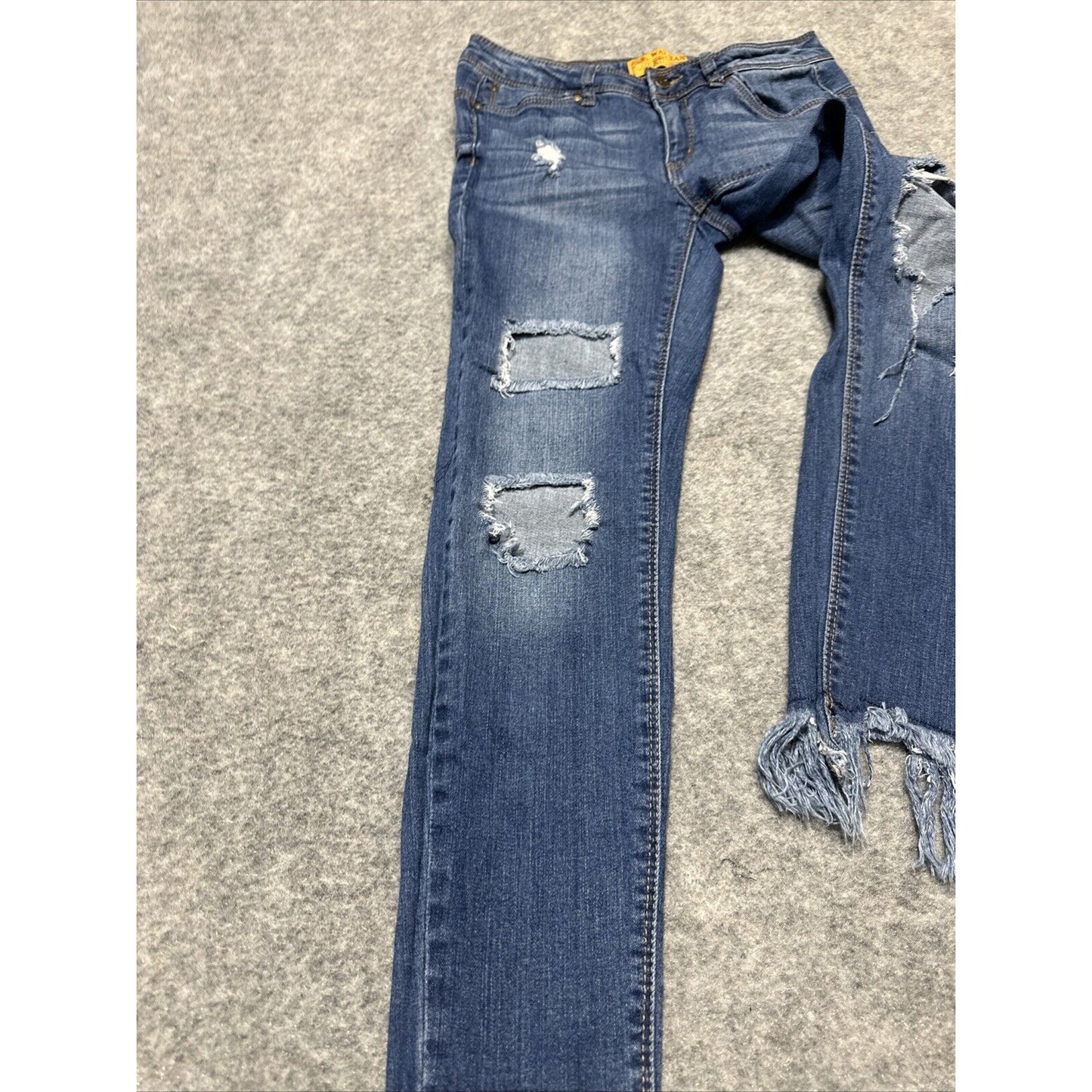 WAX JEAN Butt I Love You Women's Distressed Ankle Jeans Size S Small Blue Dark