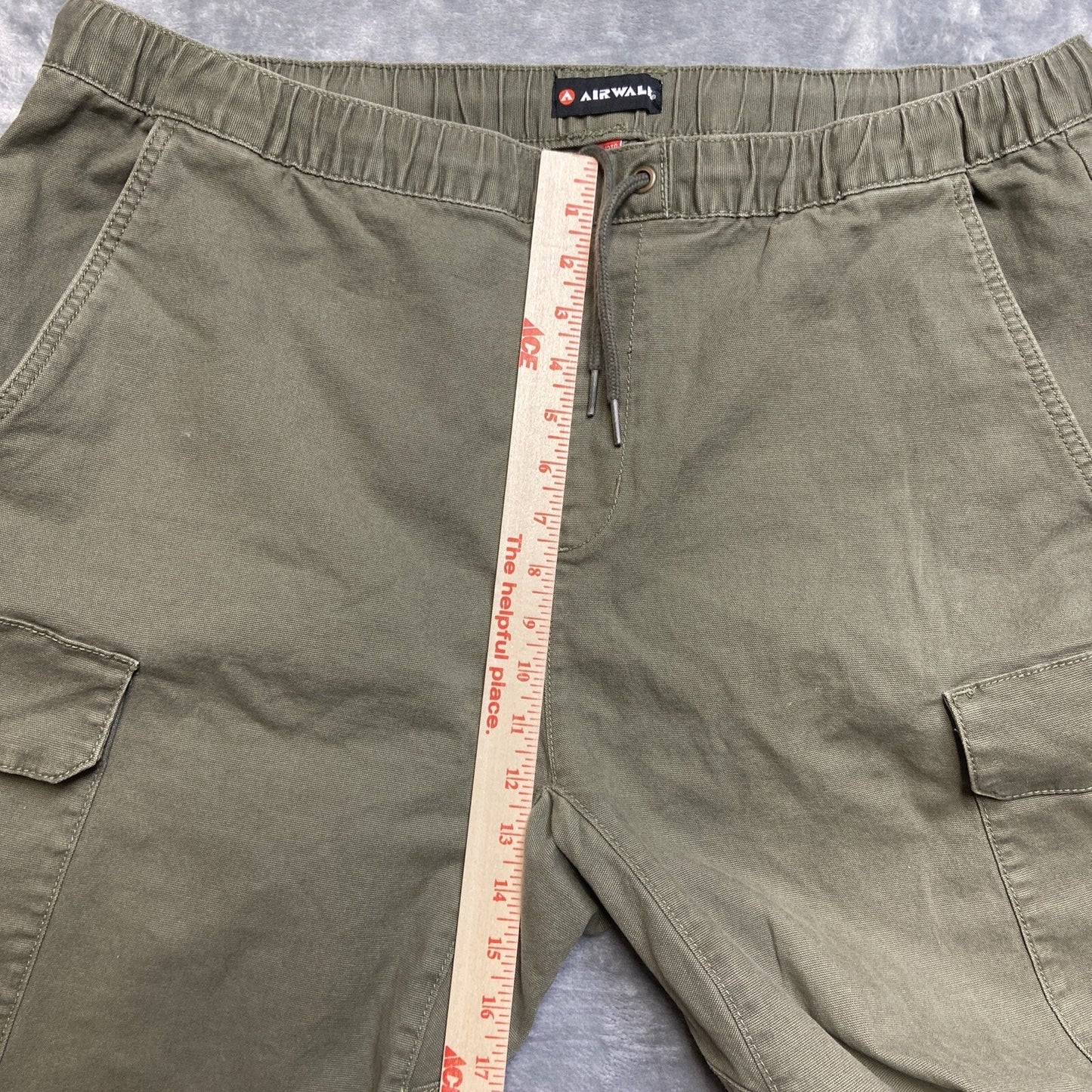 Air Walk Cargo Pants Men’s Size 2XL Green Elastic Waist Cuffed Pants Skater