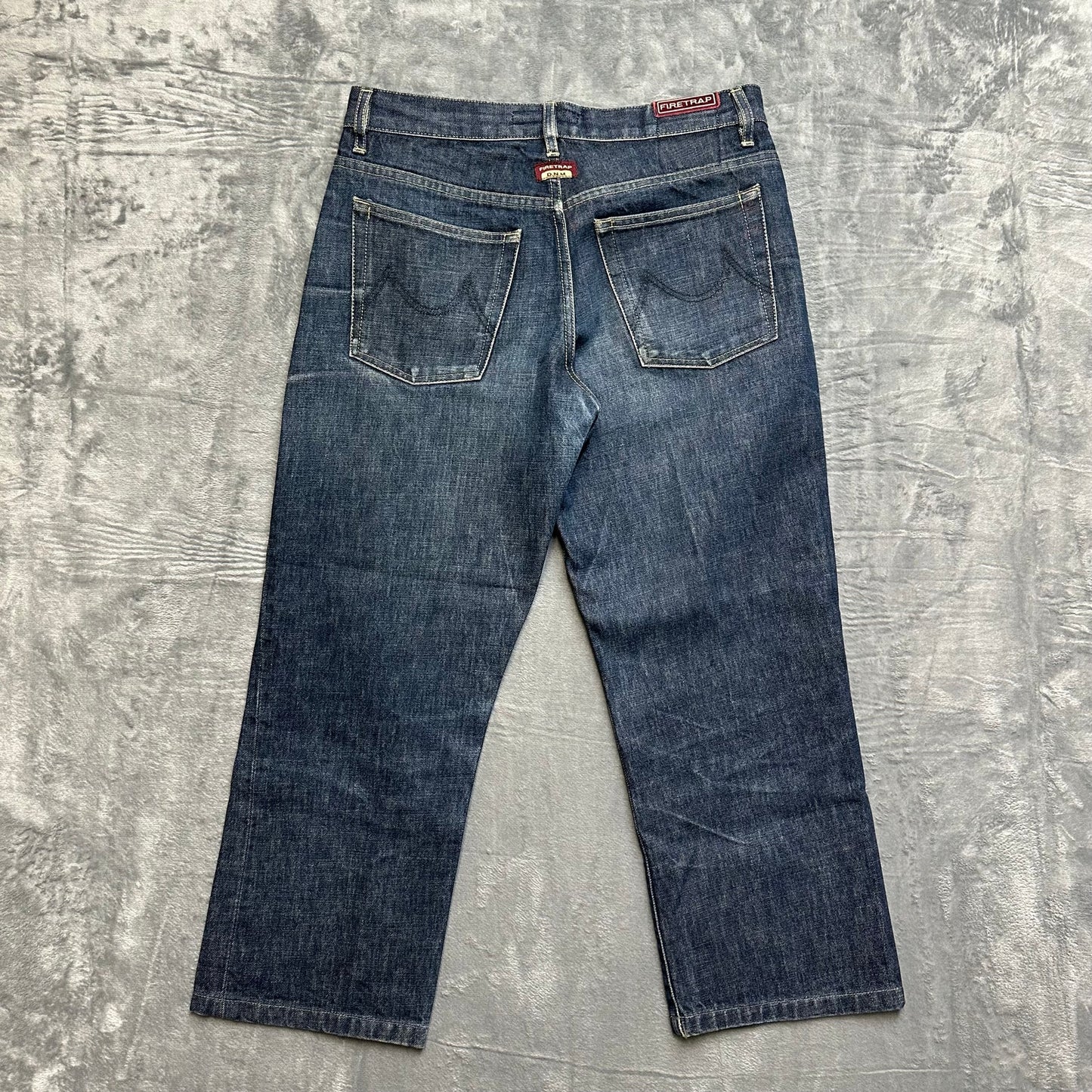 Firetrap Cropped Straight Jeans Men's Size 32 Blue Dark Button Fly *Hemmed*