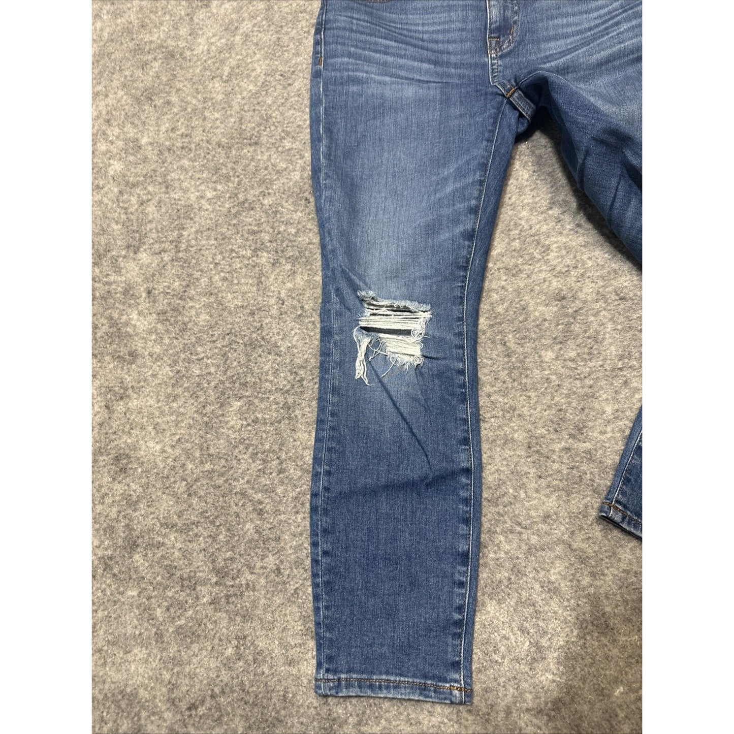 Madewell Distressed Curvy High Rise Skinny Crop Jeans Women's Size 25 P Blue