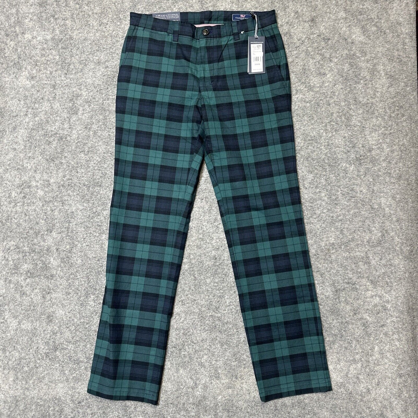 New Vineyard Vines Breaker Pant Men's Size 30x30 Charleston Green Plaid Chinos