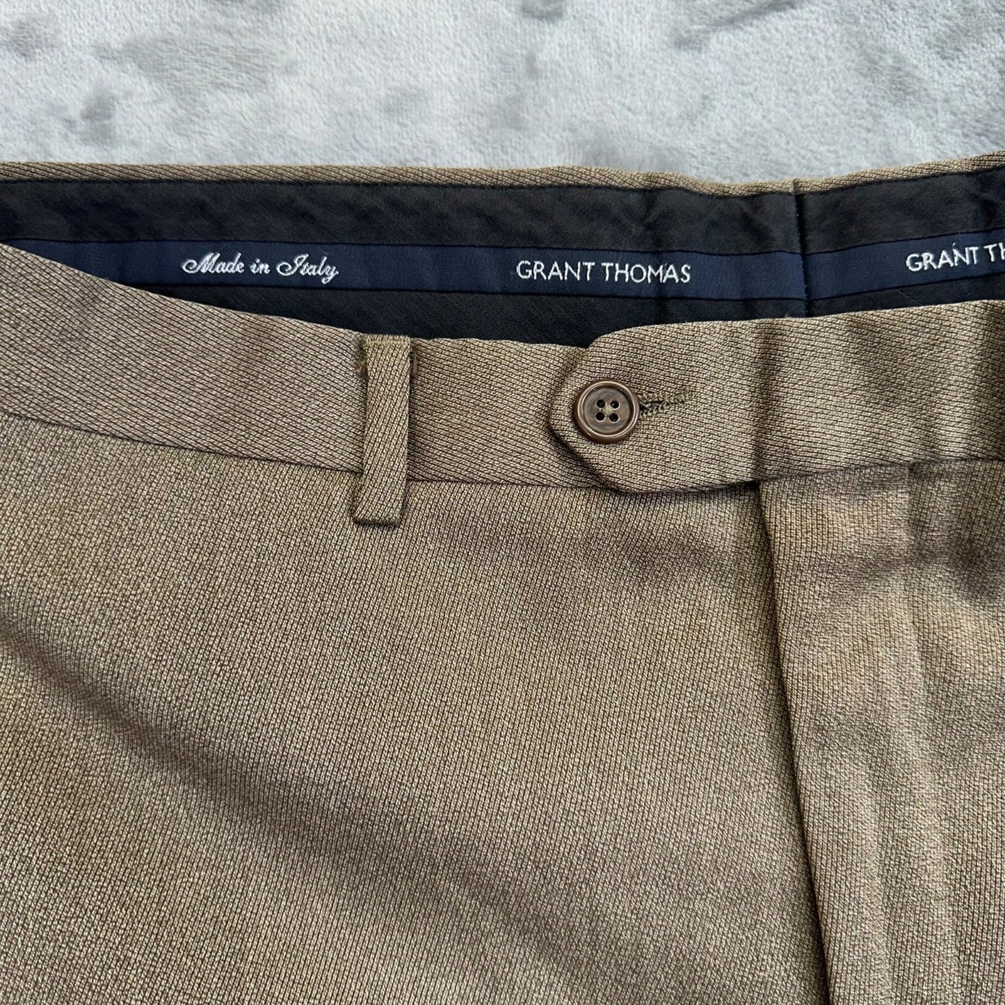 Grant Thomas Men's Dress Pants Straight 38x30 Brown Wool