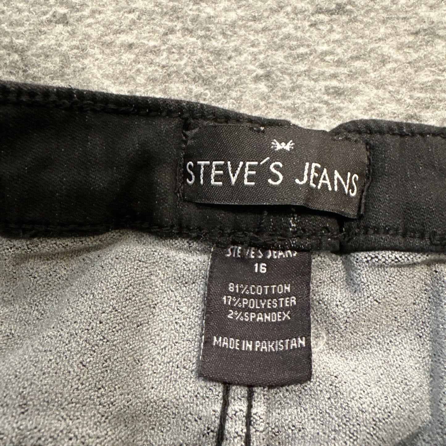 Steve's Jeans Boys Skinny Drawstring Jogger Size 16 Black Dark Wash Denim