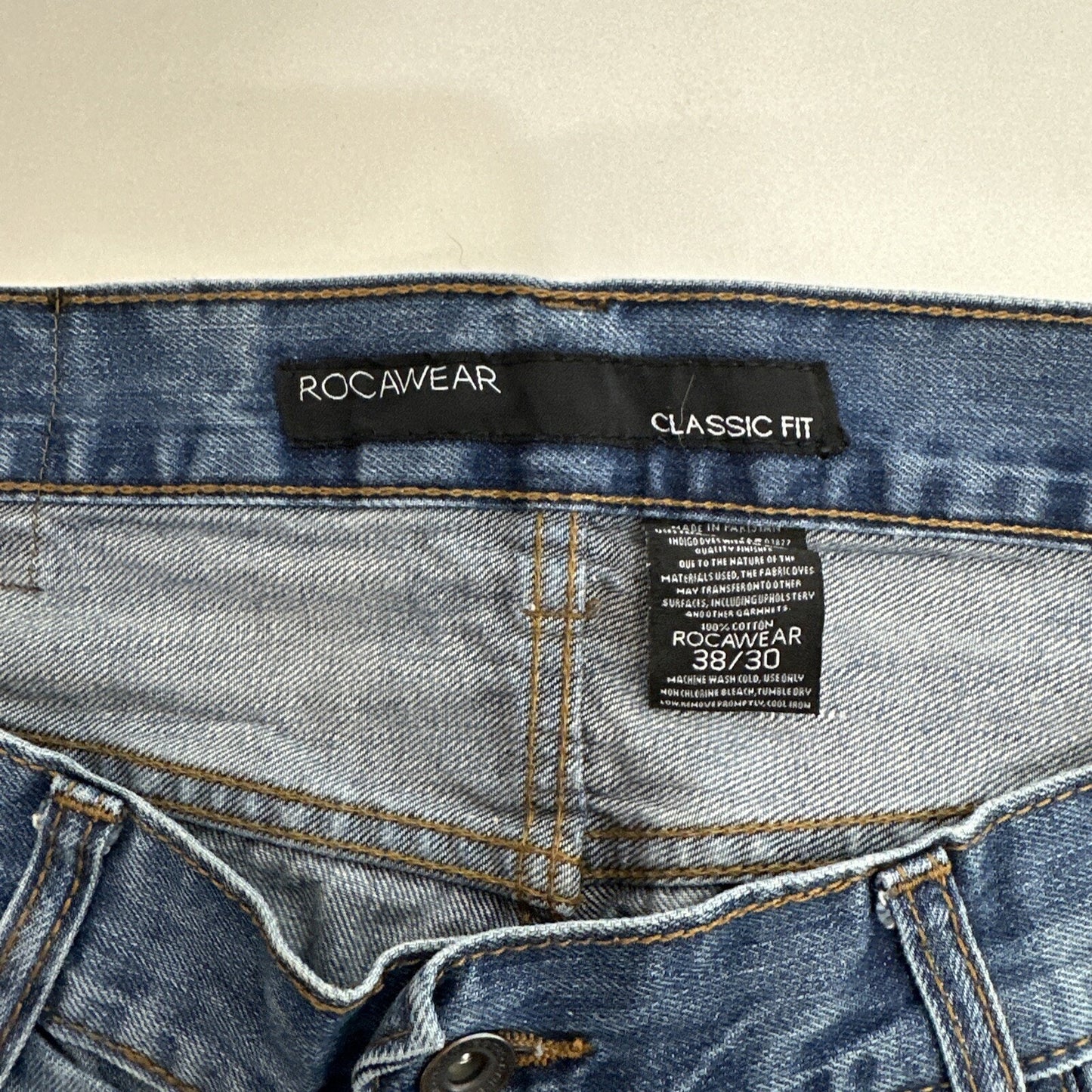 Rocawear Jeans Men's 38x30 Blue Denim Straight Leg Y2K Classic Fit Distressed