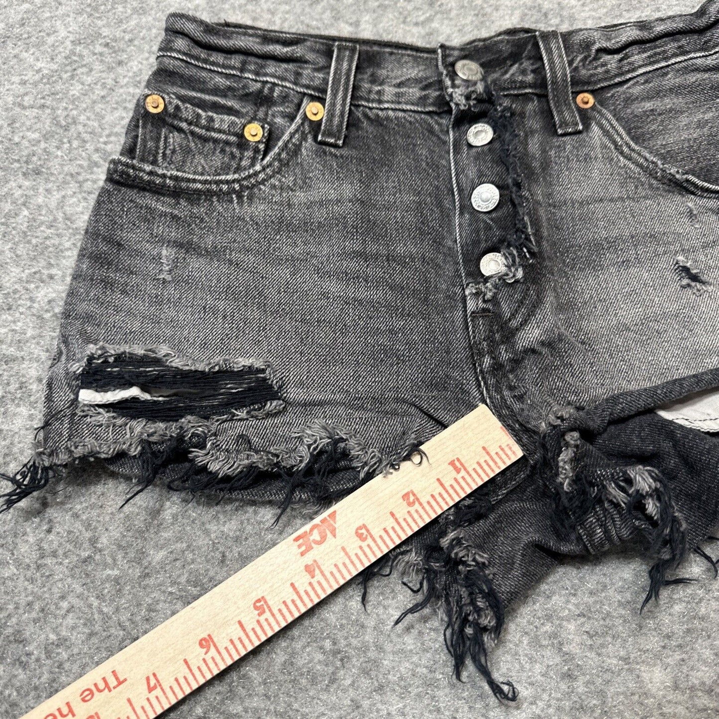 Levi's 501 XX Women's Cut-Off Jean Shorts Size W24 Black Dark Wash Denim
