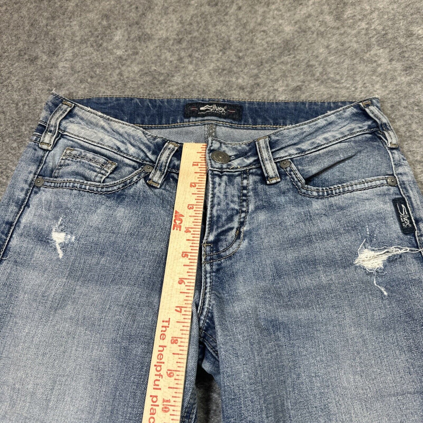 Silver Jeans Suki Ankle Slim Distressed Jeans Womens Size 25/27 Light Blue Denim