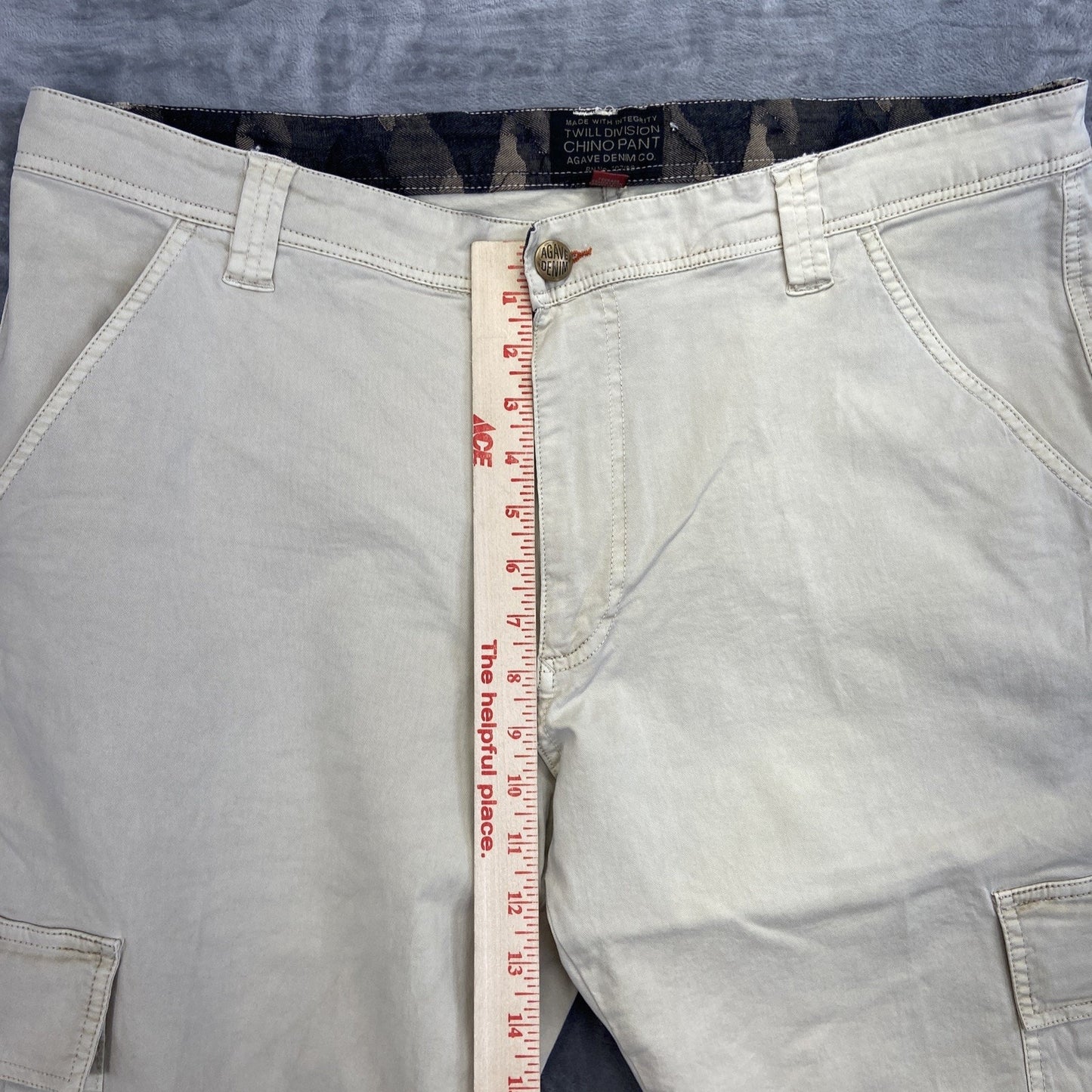 Agave Slouchy Taper Cargo Pants Men's Size 38 Twill Beige