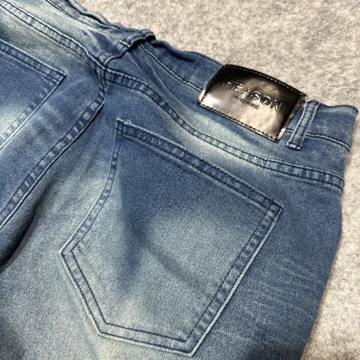 Reason Distressed Skinny Jeans Men's Size 36 Bleached Leg Denim