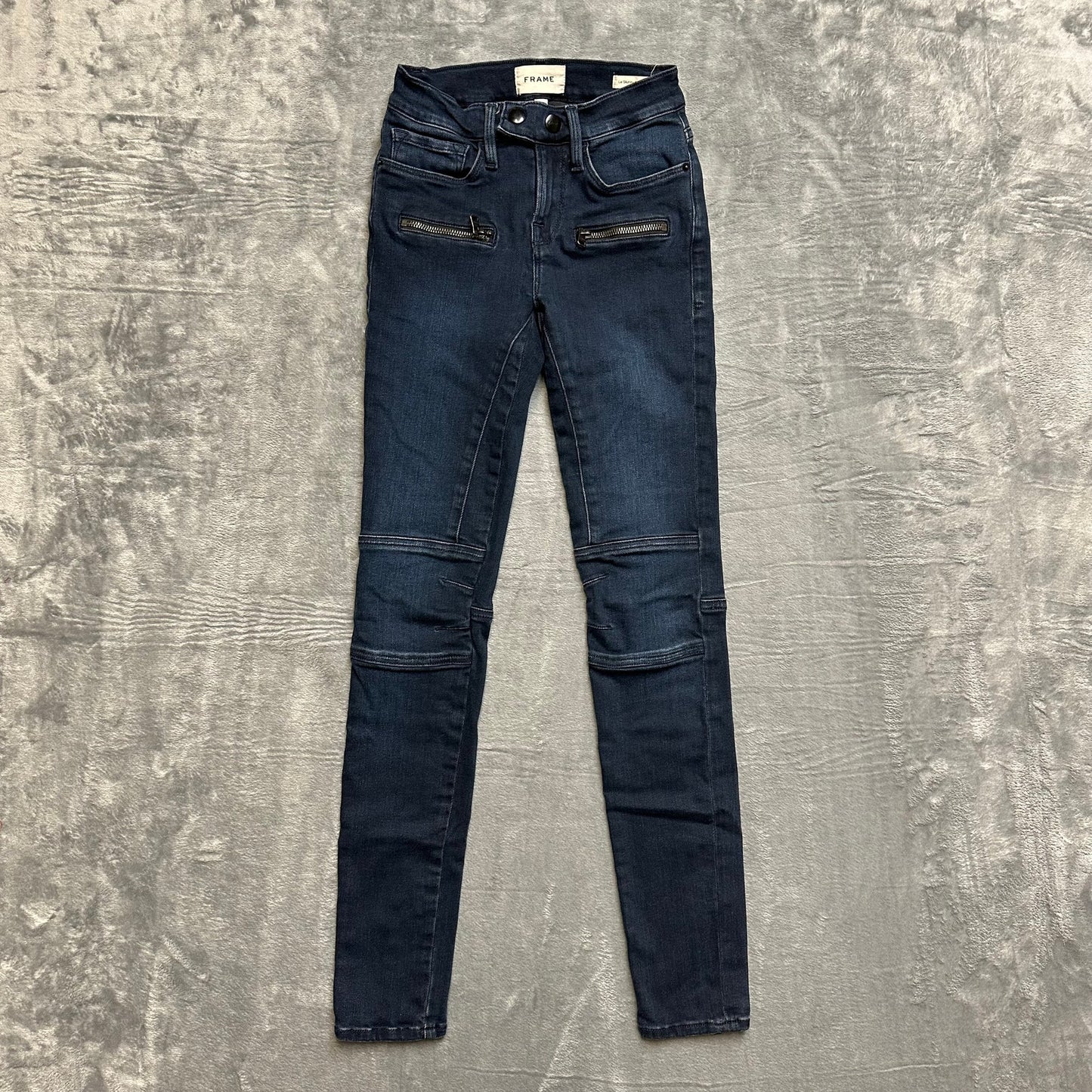 FRAME Le Skinny de Jeanne Moto Jeans Women’s Size 23 Dark Blue Denim