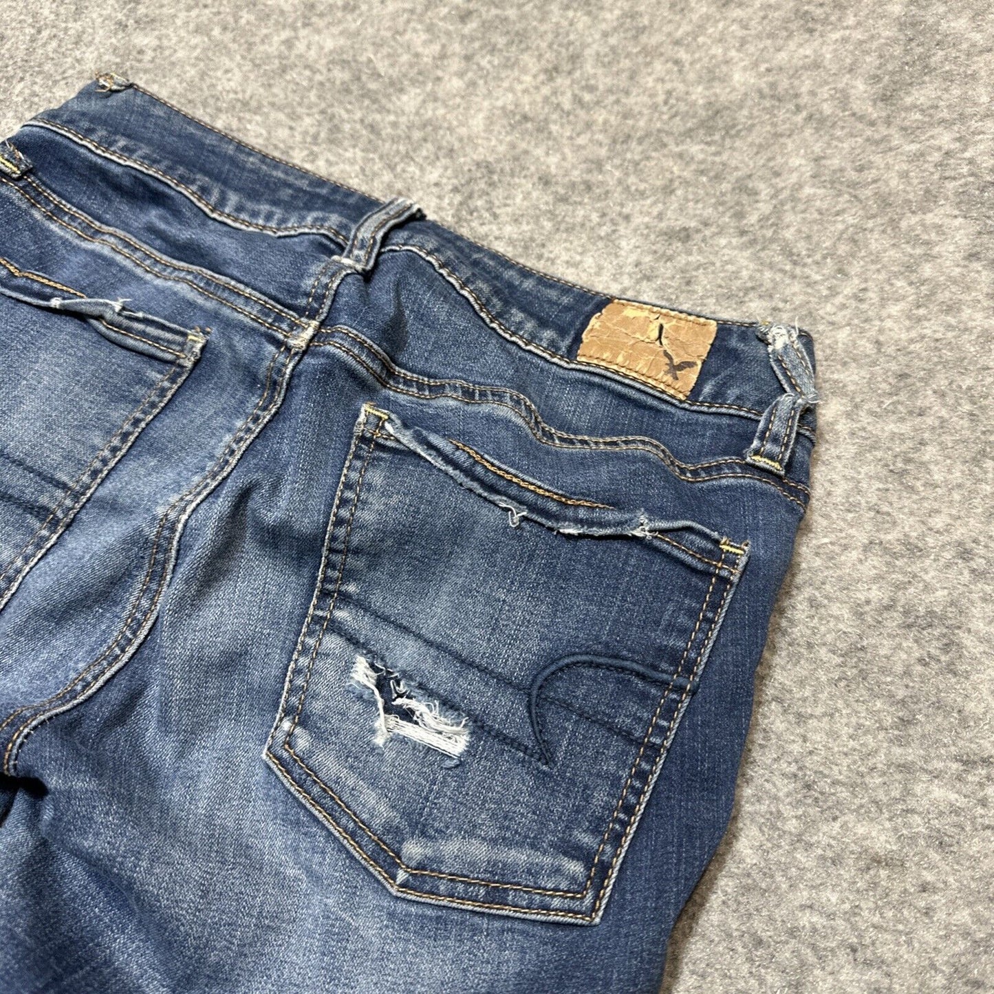 American Eagle Distressed Super Super Stretch Jegging Women's 2R Dark Blue Denim