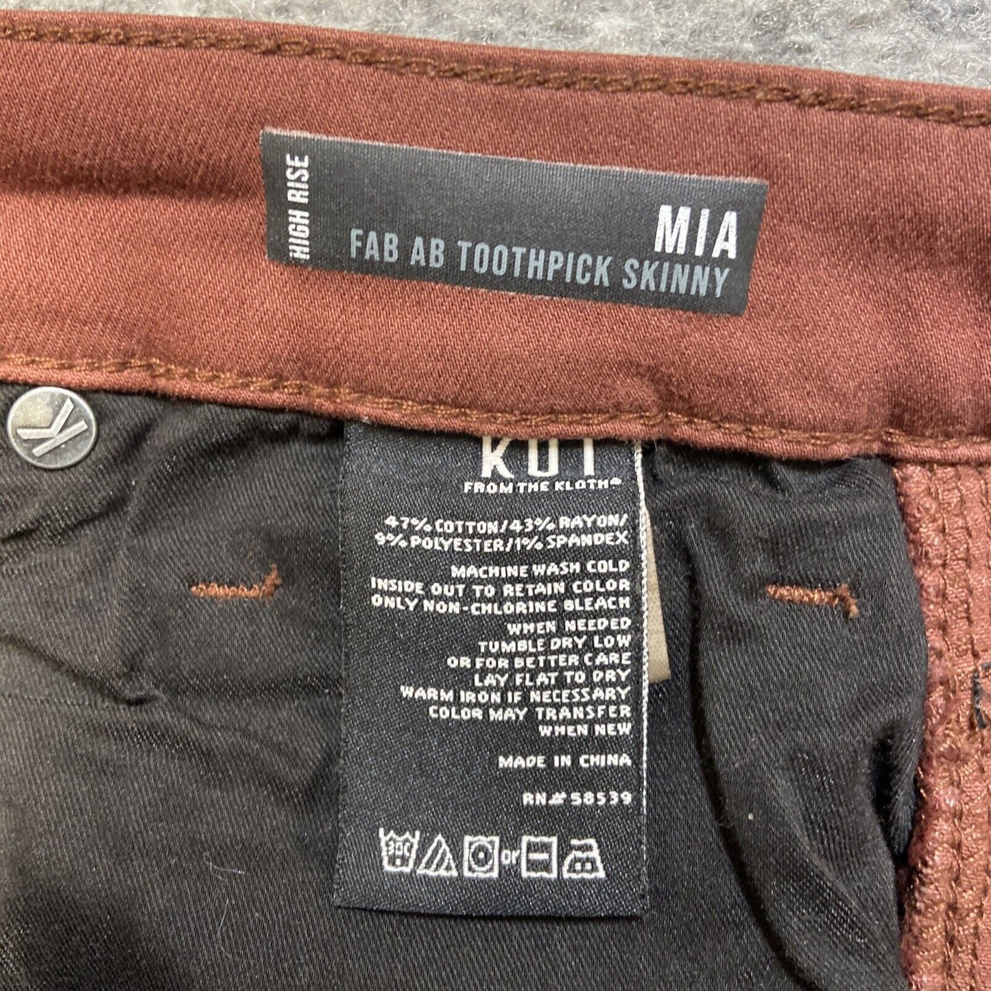 KUT From The Kloth Mia High Rise Fab AB Toothpick Skinny Jeans Women's 12 Red