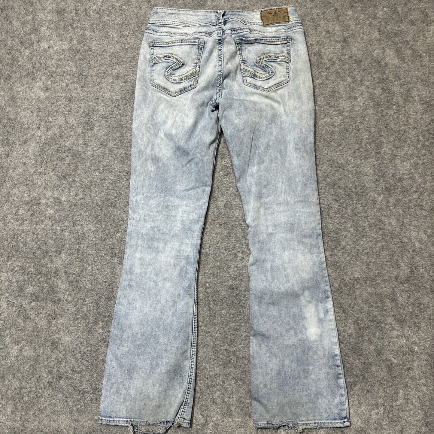 Silver Jeans Suki Mid Boot Distressed Jeans Women's Size 29/33 Blue Acid Wash