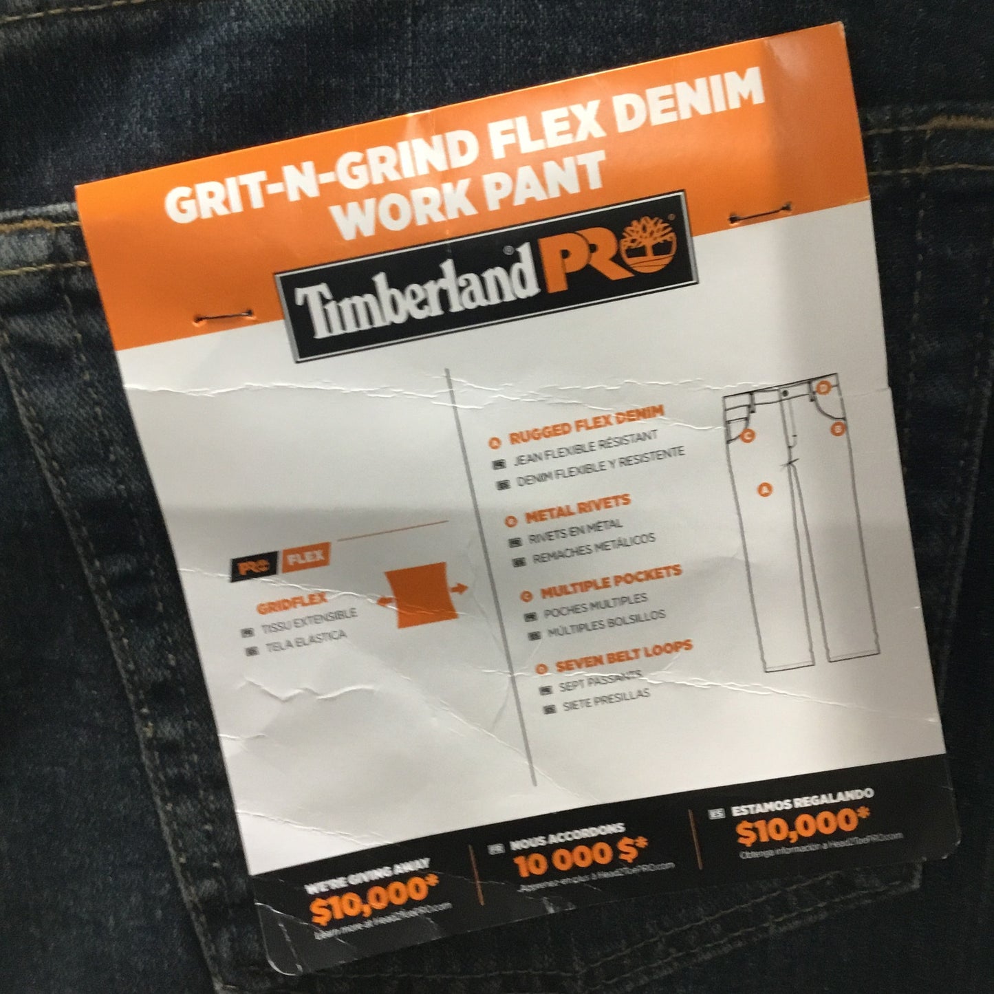 New Timberland PRO Modern Fit Grit-N-Grind Straight Jeans Men's Size 40x32 Blue Denim