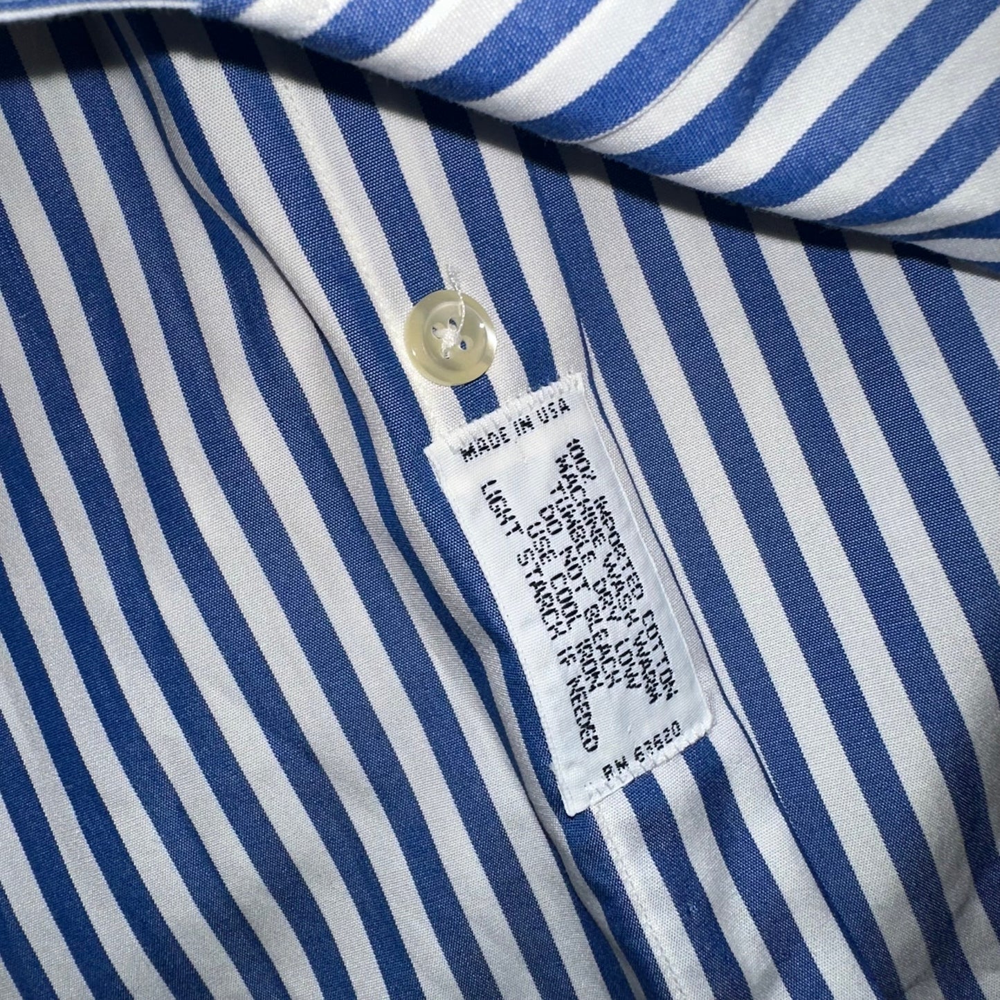 Saks Fifth Avenue Men's Pinstripe Button Down Dress Shirt Size Large Blue White