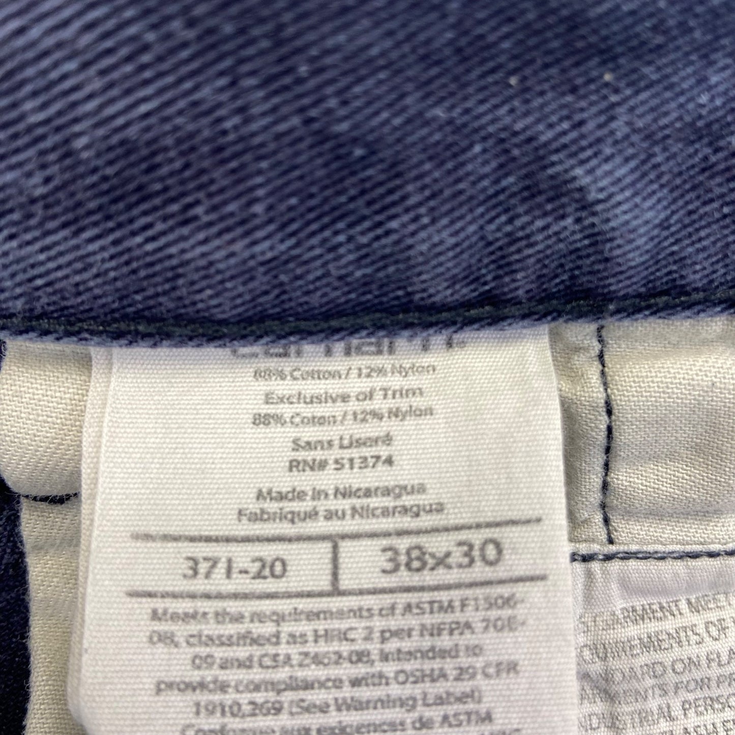Carhartt FR Work Pants Men's 38x30 Blue Cotton Blend