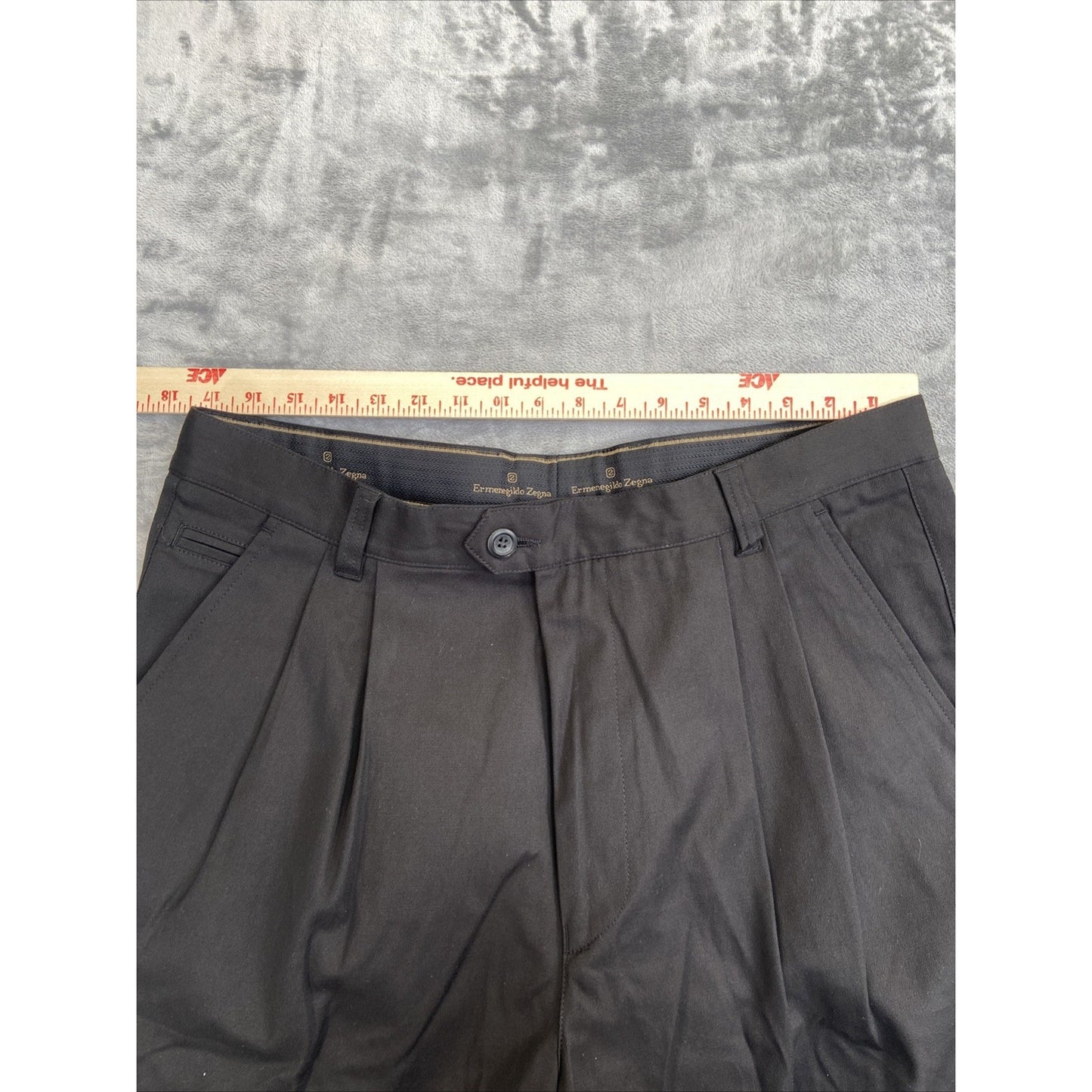 Ermenegildo Zegna Pleated Formal Dress Pants Men's 54 Black
