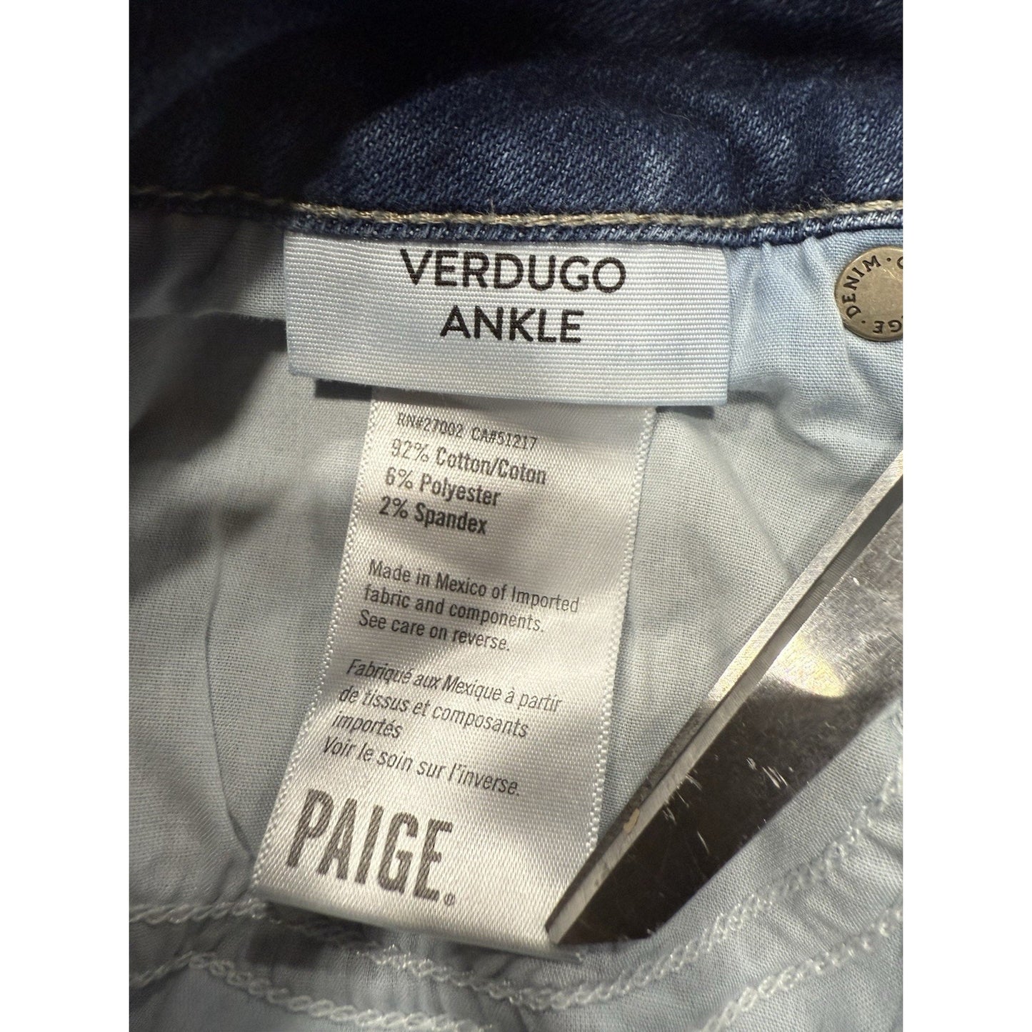 Paige Jeans Blue Denim Verdugo Ankle Skinny Dark Wash Stretch Modern Womens 29