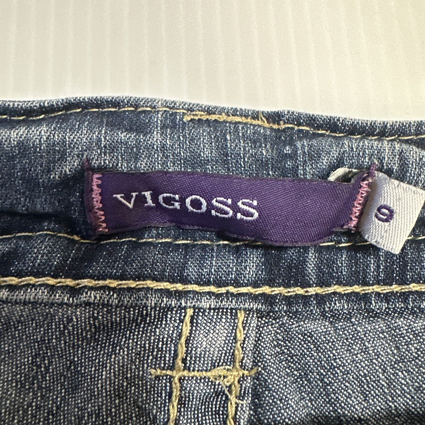 Vigoss Cuffed Capri Jeans Women’s Size 9 Blue Dark Wash Stretch Denim