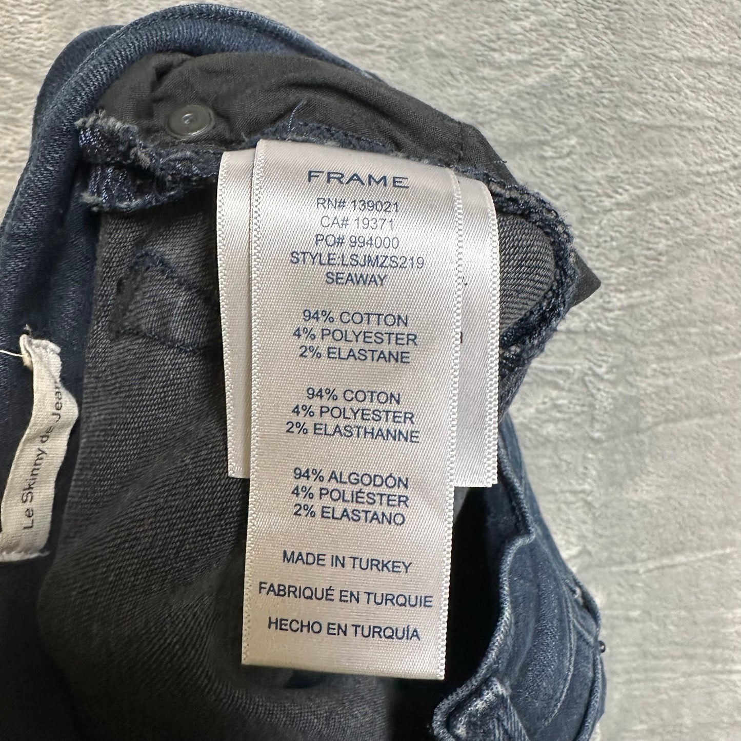 FRAME Le Skinny de Jeanne Moto Jeans Women’s Size 23 Dark Blue Denim
