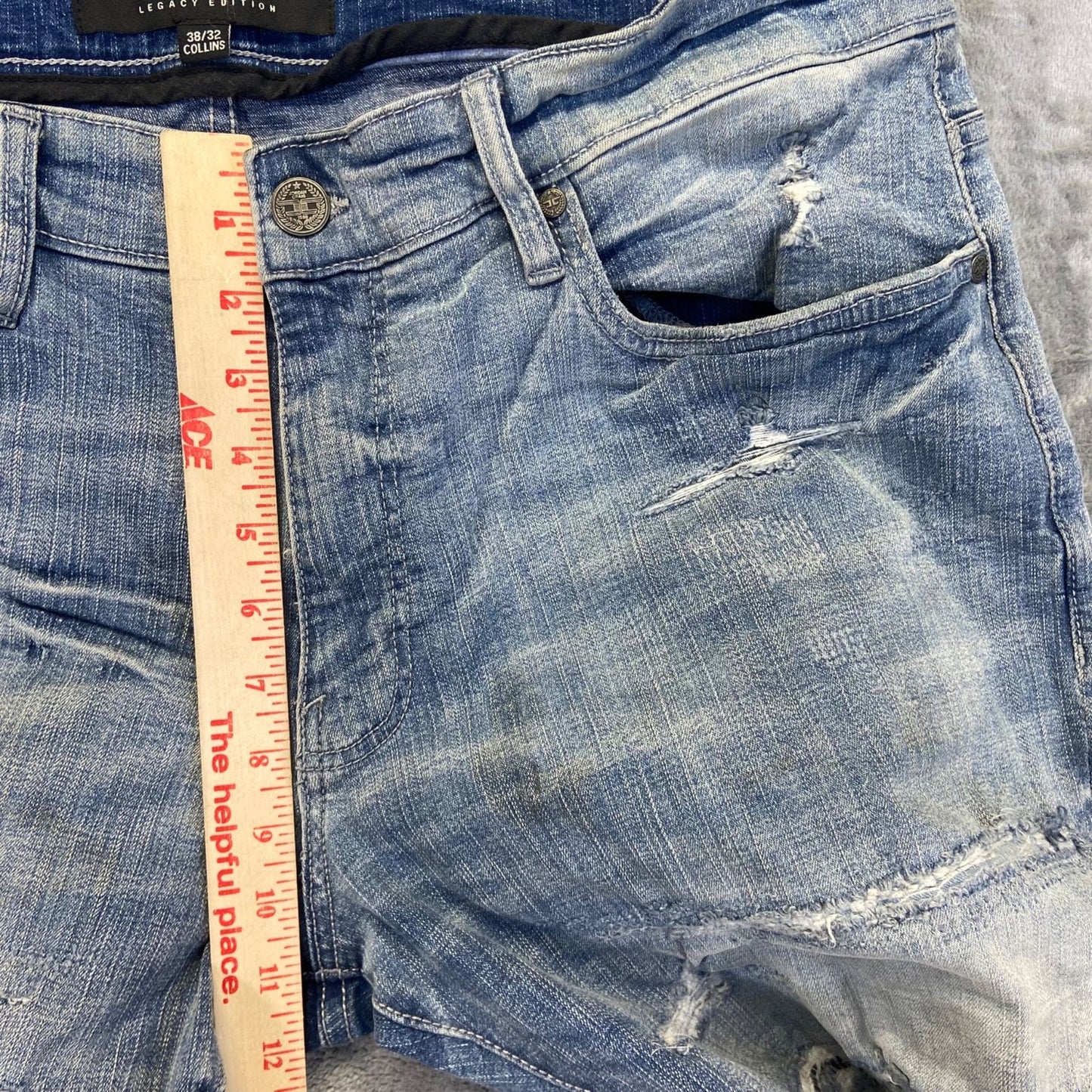 Jordan Craig Men's Distressed Straight Jeans 38x32 Blue Light Wash Hip Denim