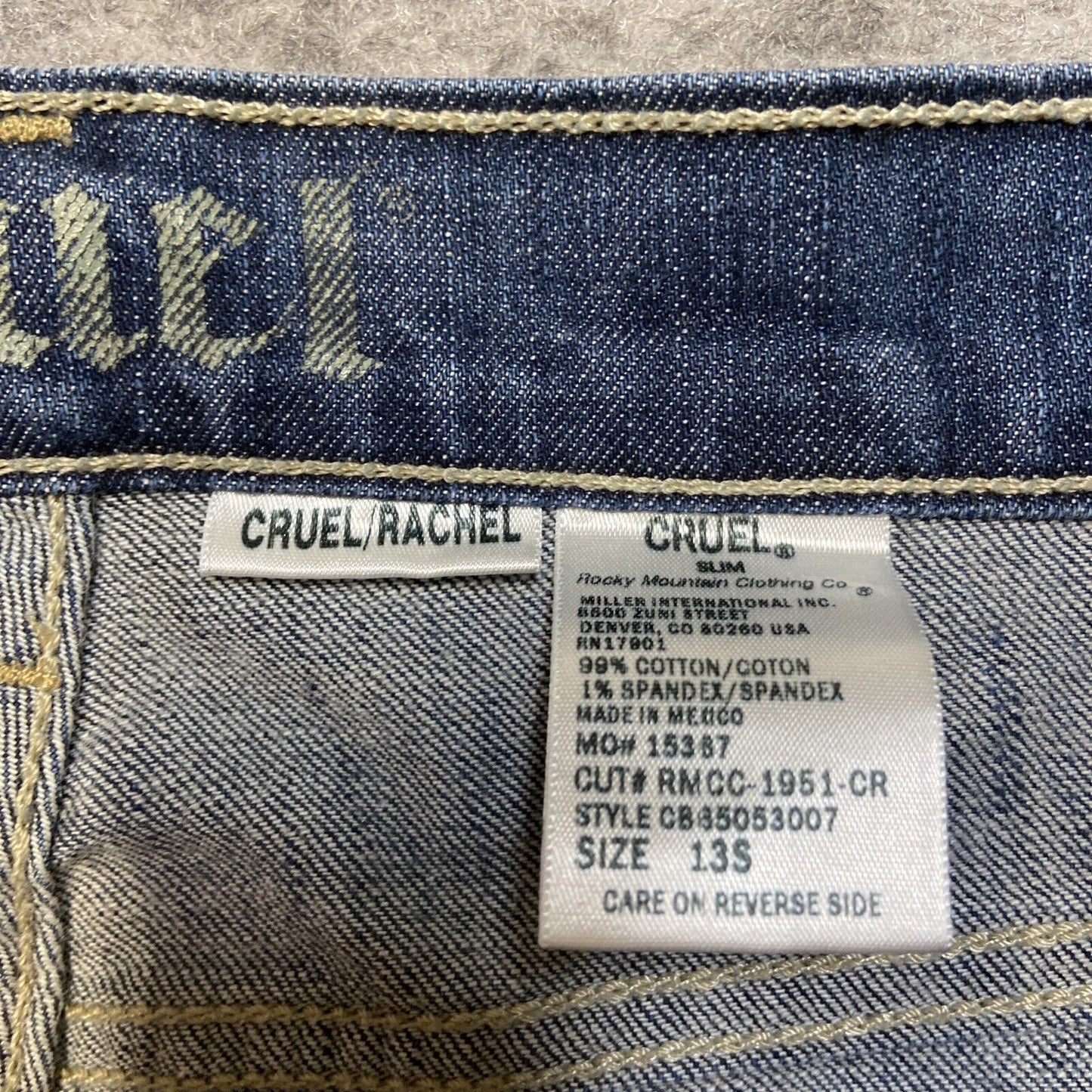 Cruel Rachel Slim Jeans Women's Size 13S Blue Denim