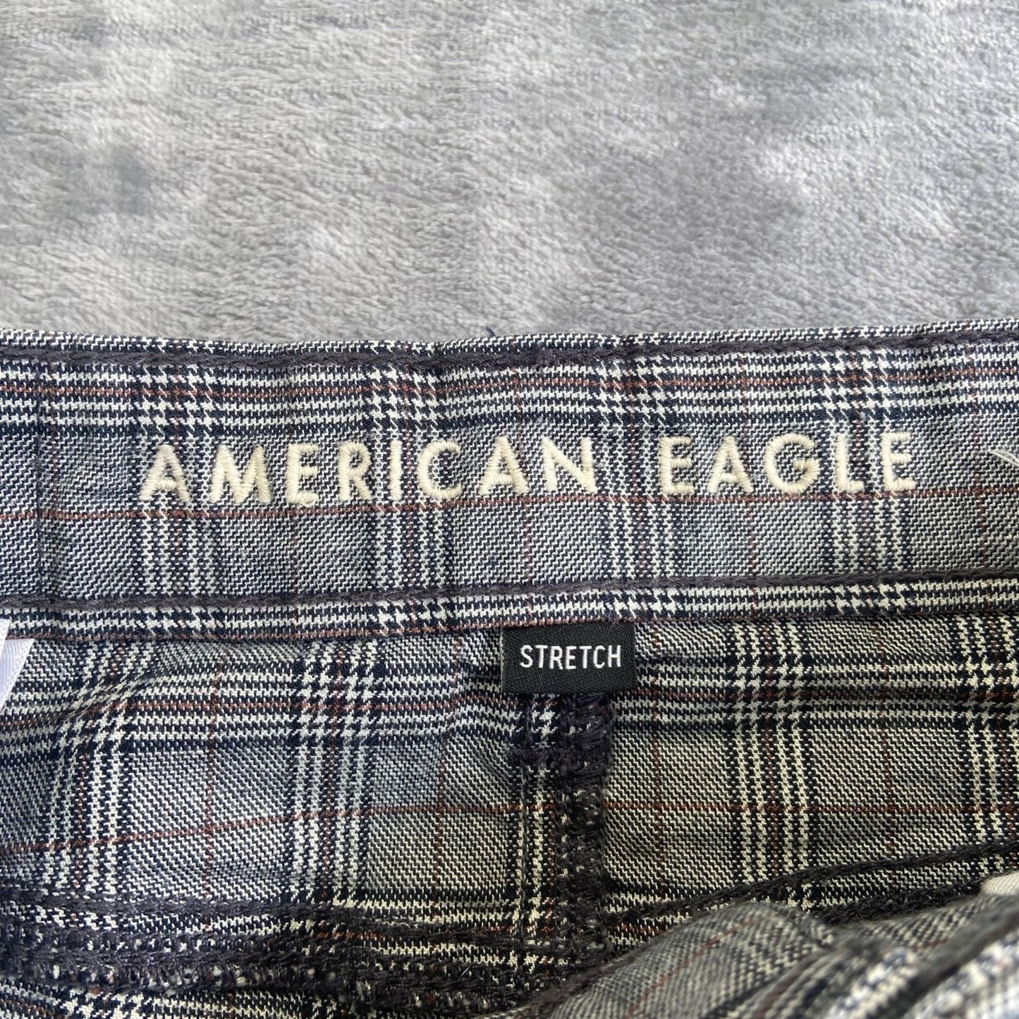 American Eagle Plaid Stretch Pants Women's Size 000 Gray Cotton Blend