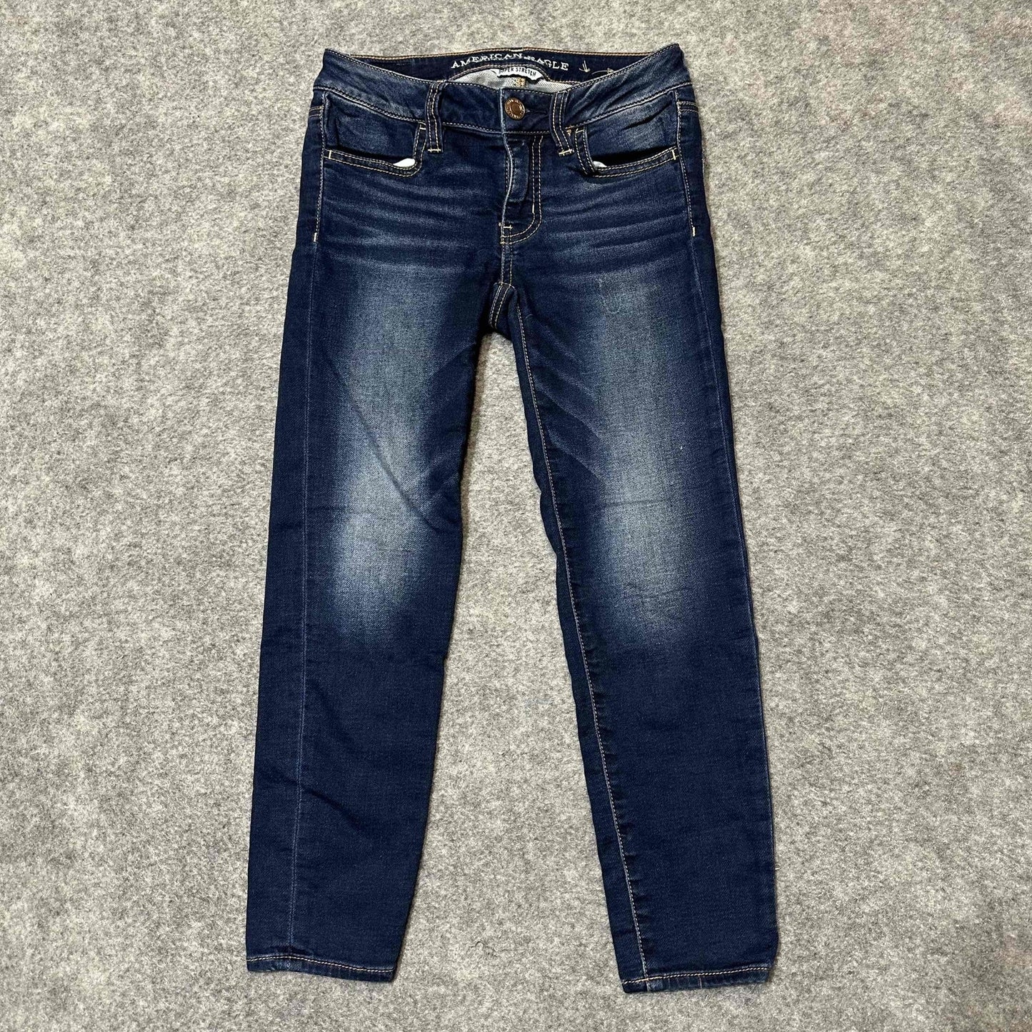 American Eagle Women's Super Stretch Crop Jeans Jegging Size 00 Regular Blue