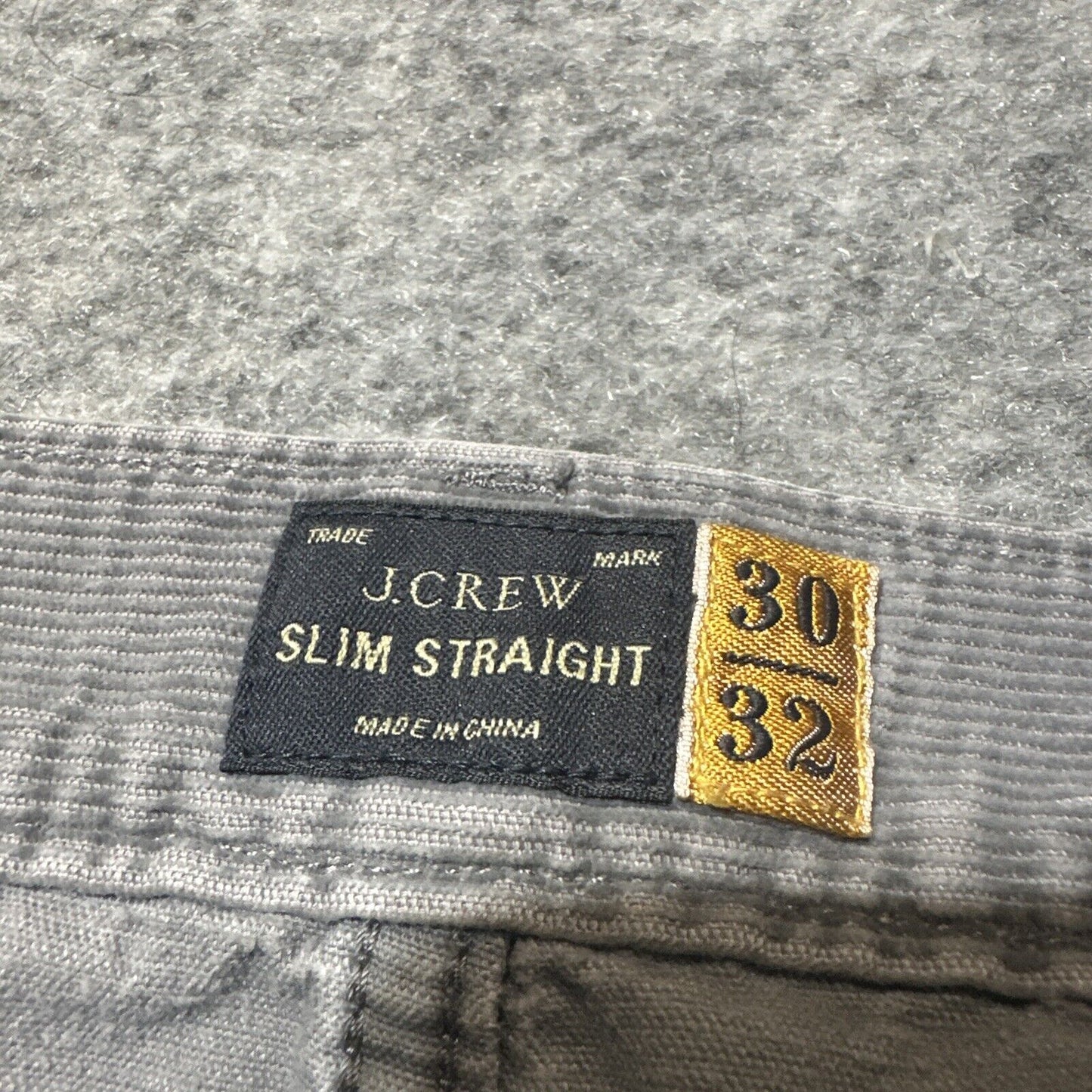 J Crew Men's Corduroy Slim Straight Jeans Size 30x32 Gray