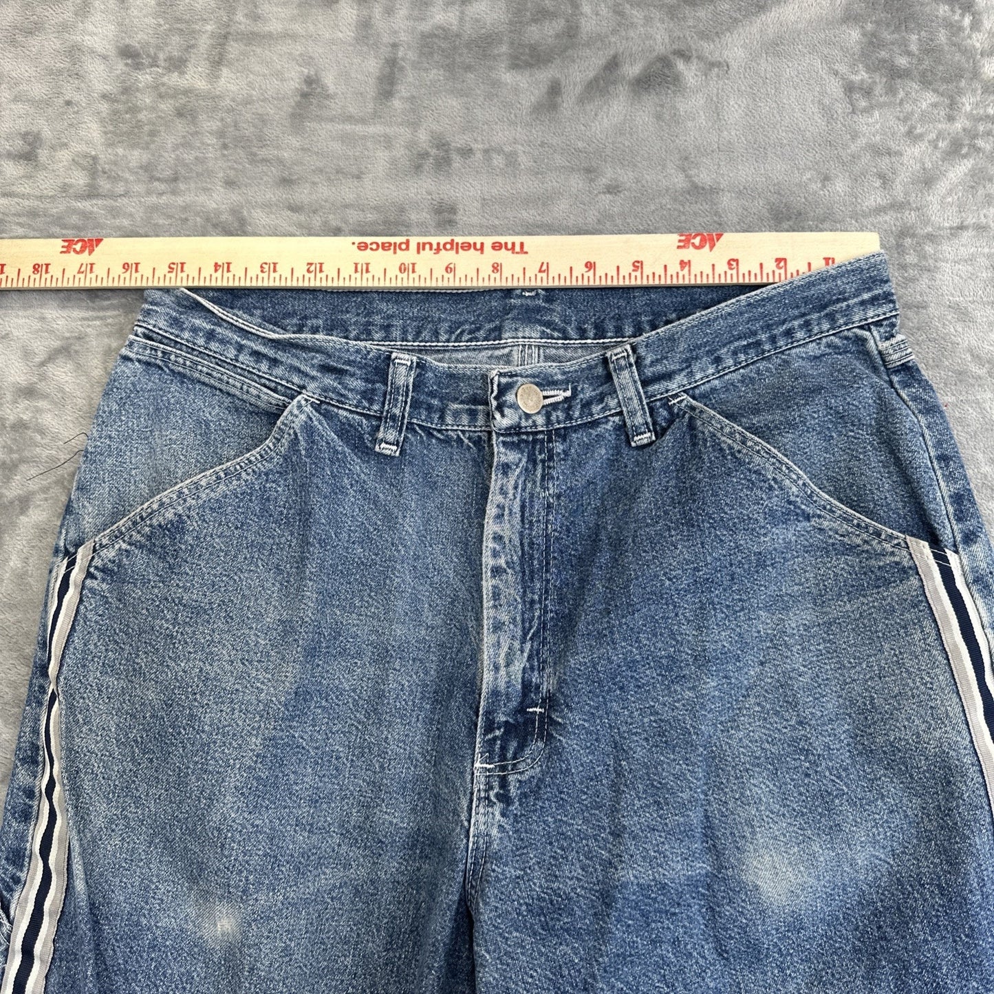 Vintage Wrangler Hero Stripe Sides Carpenter Jeans Mens 33x32 Blue