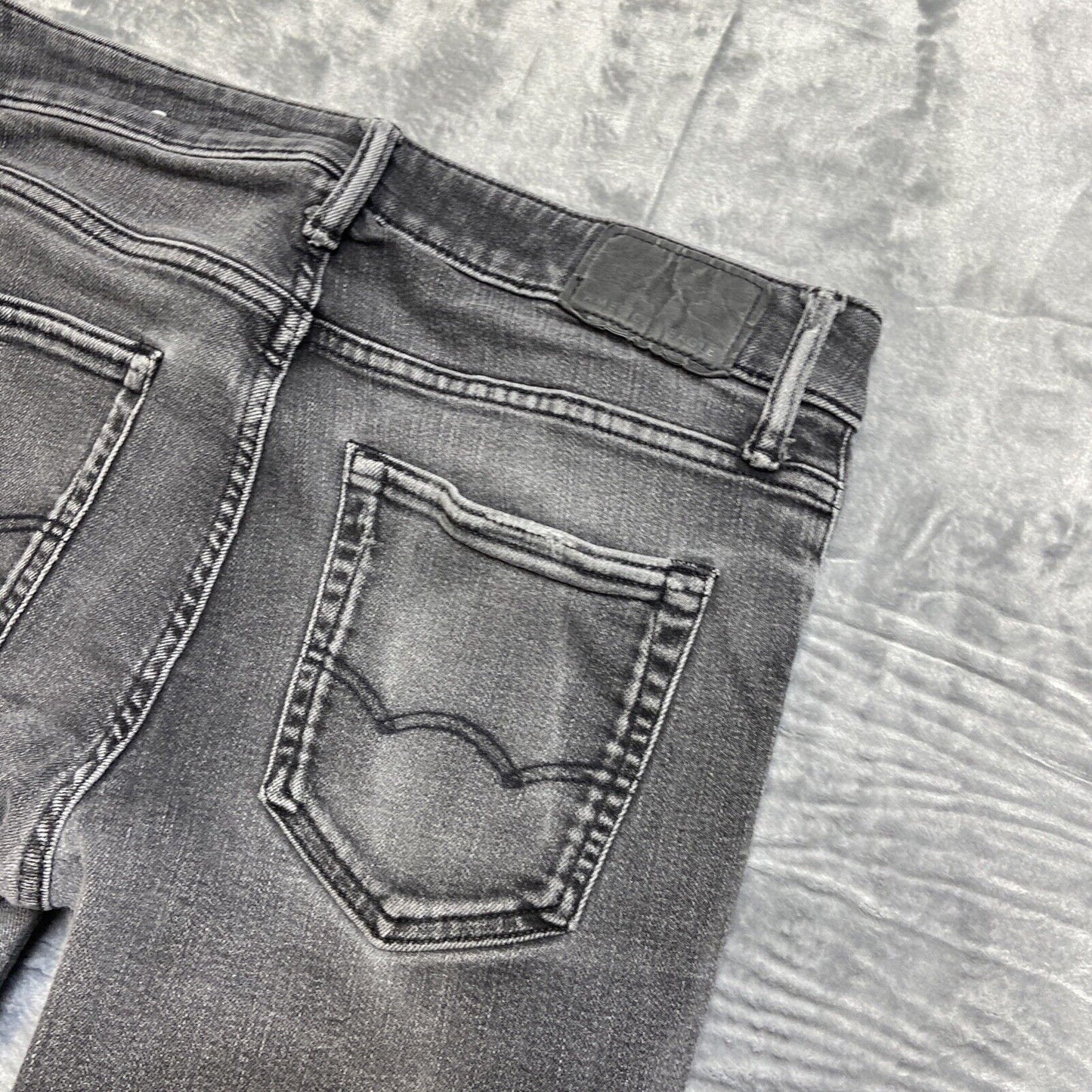 American Eagle Airflex Distressed Slim Straight Jeans Mens 30x34 Gray Denim