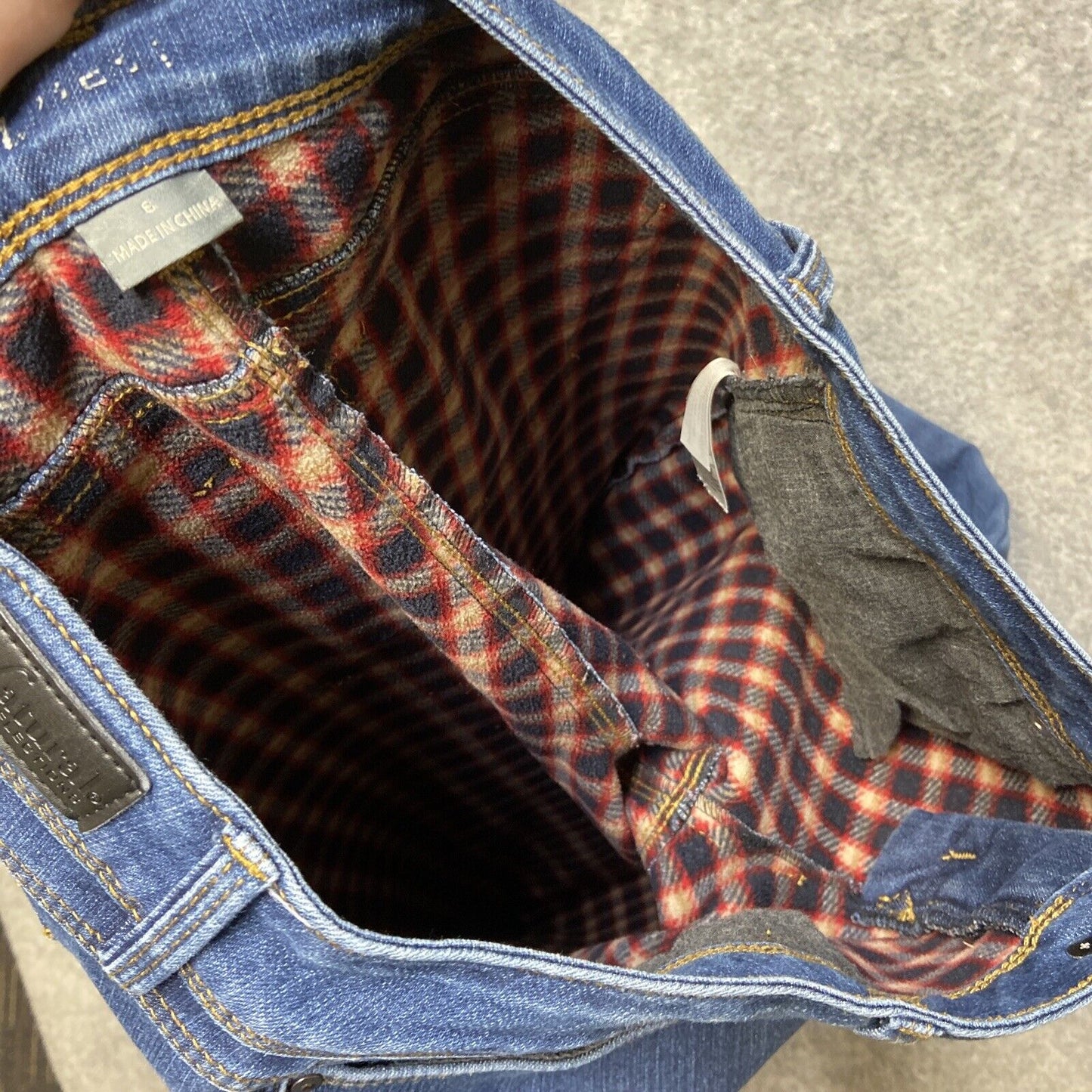 Natural Reflections Flannel Lined Straight Jeans Women's Size 6 Dark Blue
