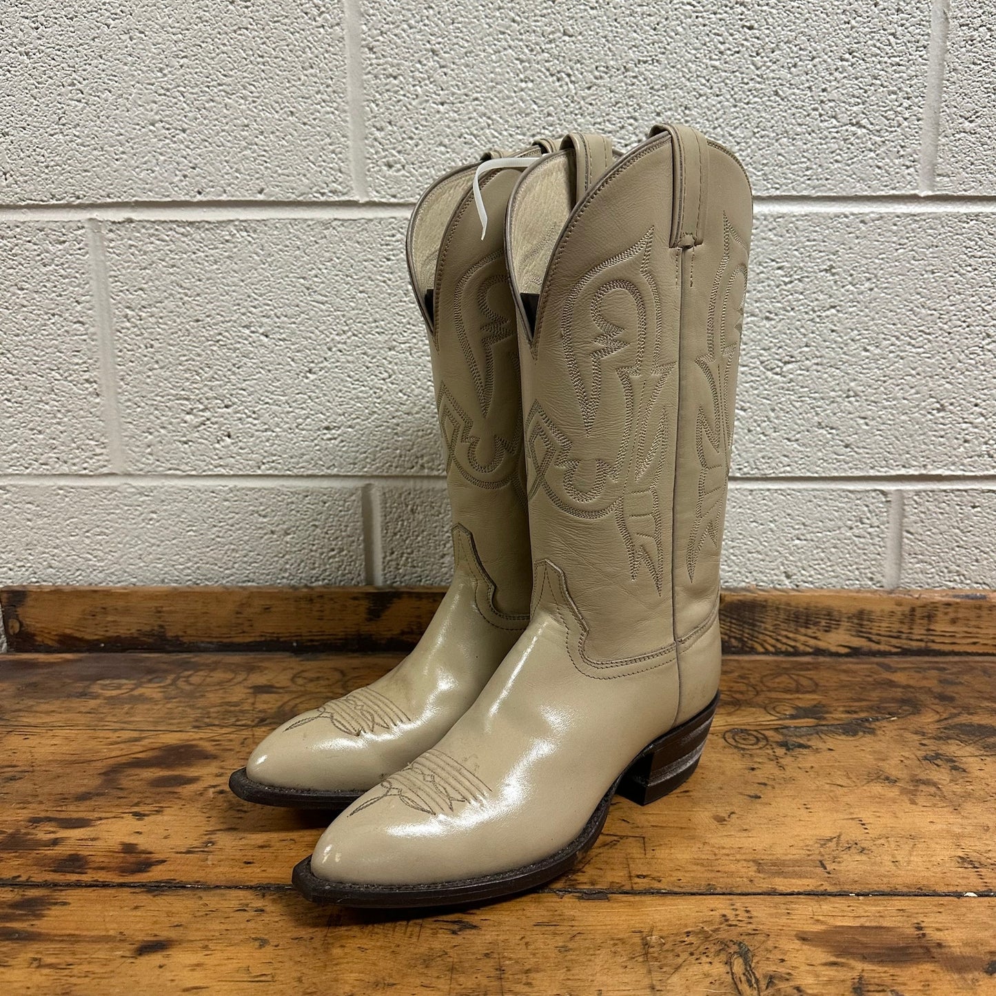 New Hondo Deadstock Western Riding Boots Men's Sz 7.5B Brown Leather Embroidered