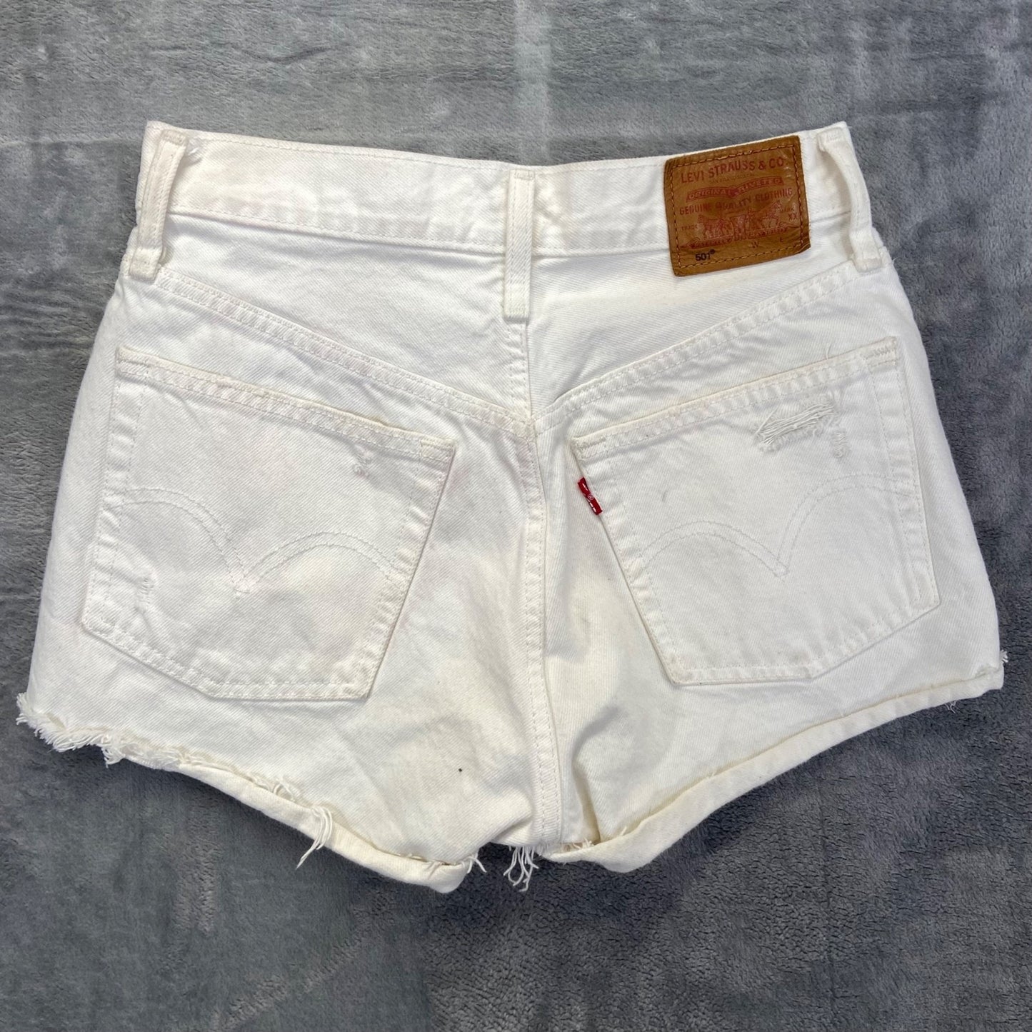 Levi's 501 Distressed Cutoff Denim Shorts Women Sz 25 White 100% Cotton MSRP $70