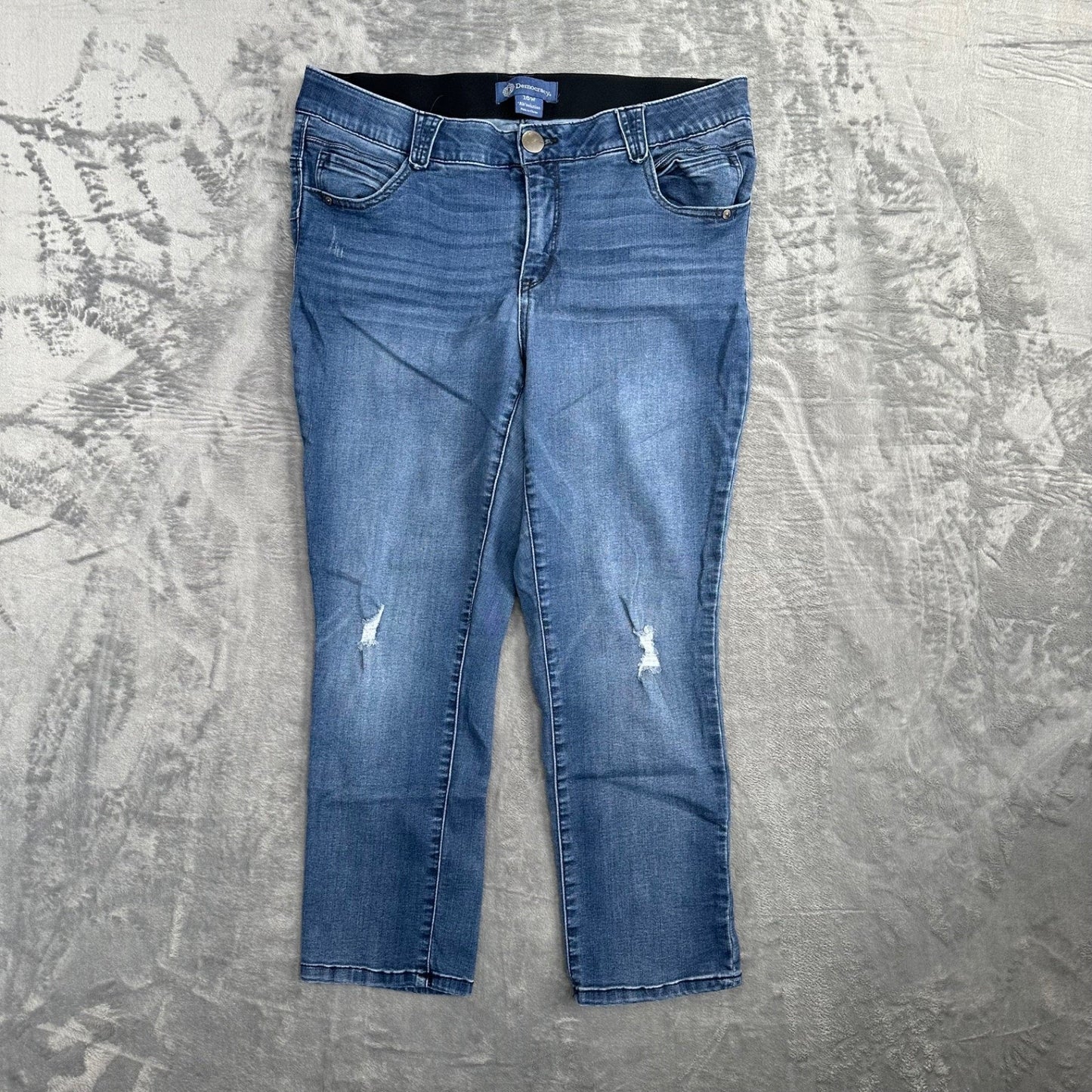 Democracy Ab Solution Straight Leg Jeans Women's Size 16W Blue Distressed