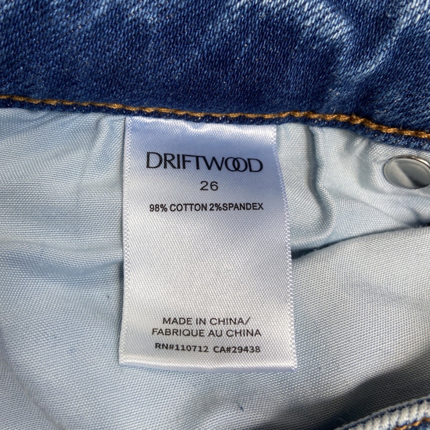 Driftwood Jackie Skinny Jeans Women's Size 26x27 Blue Denim