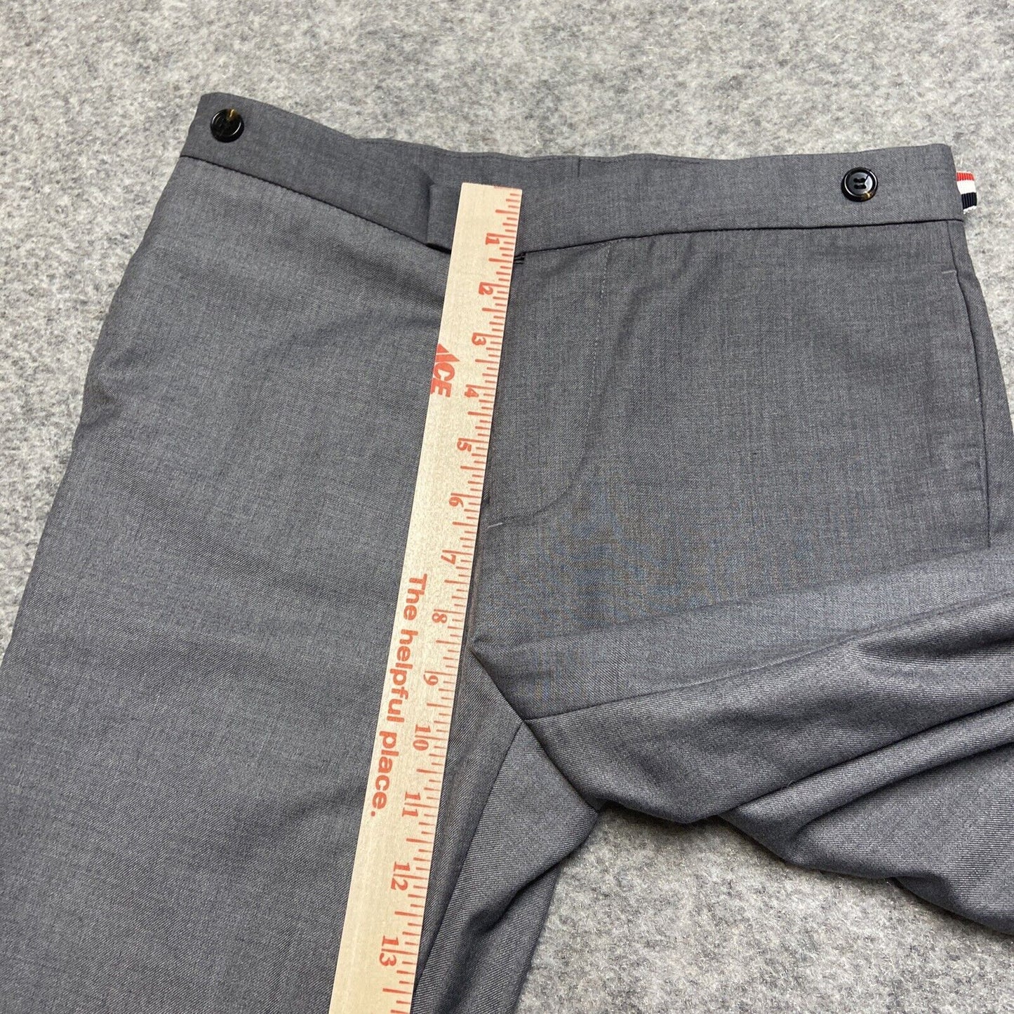 Thom Browne Wool Dress Pants Women's Size 0 Gray Cupro Lined Cuffed Pants