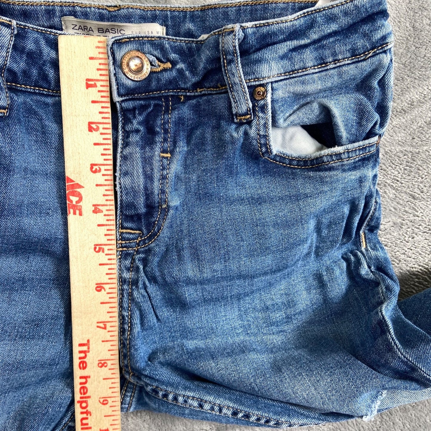 Zara Basic Z1975 Distressed Skinny Jeans Women's Size 36 Blue Denim