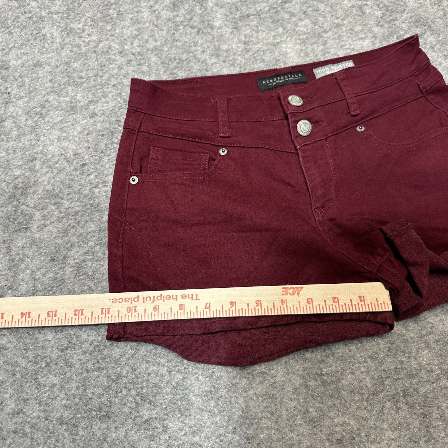 Aero Aeropostale High Waisted Shorty Women's Cut-Off Jean Shorts Size 6 Red