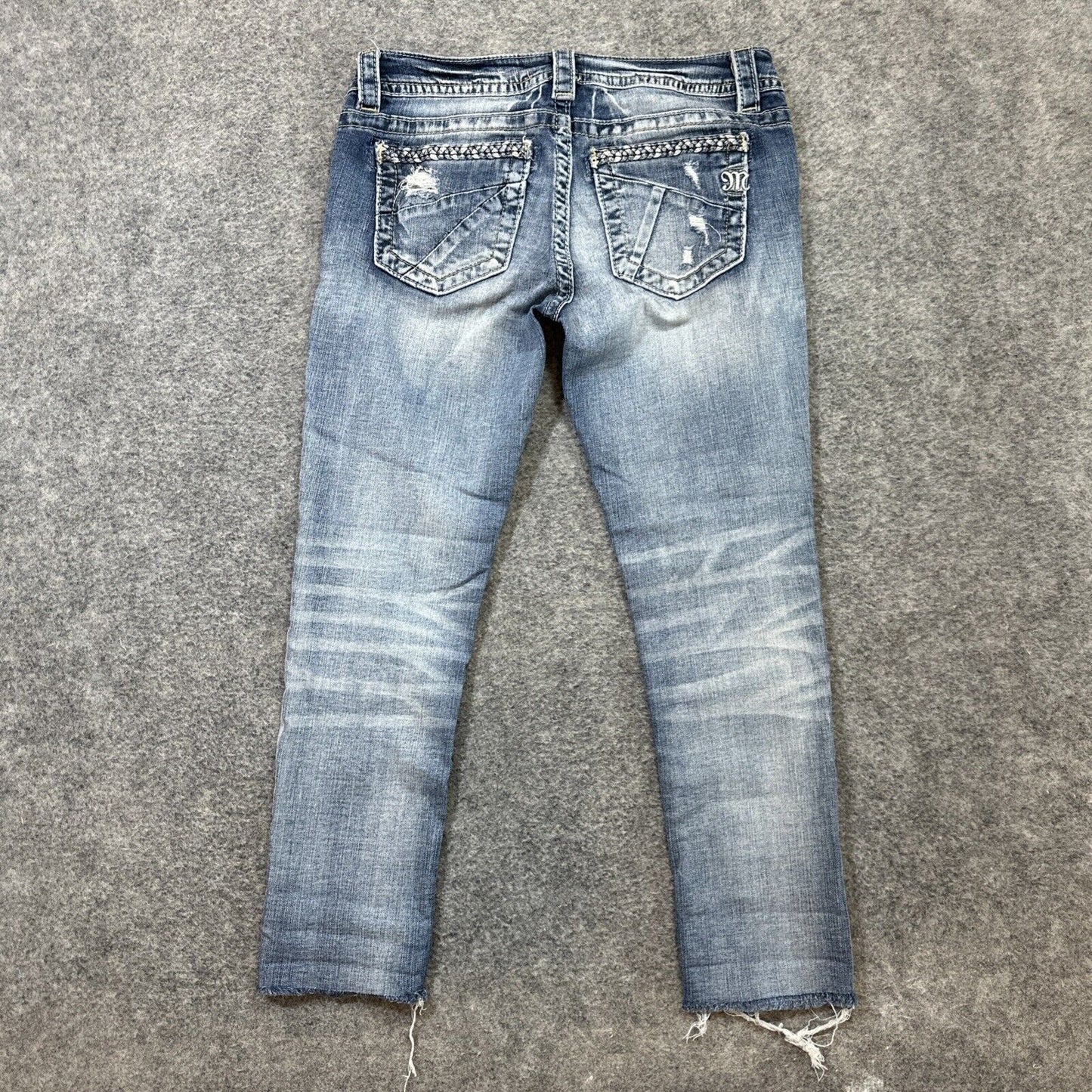 Miss Me Signature Skinny Cropped Jeans Women's Size Light Blue Faded Jeans