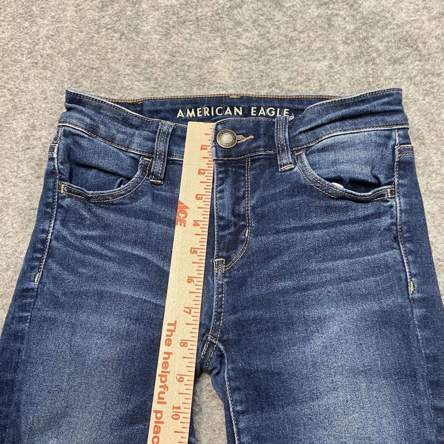 American Eagle Next Level Stretch Distressed Jegging Womens Sz 0 Short Dark Blue
