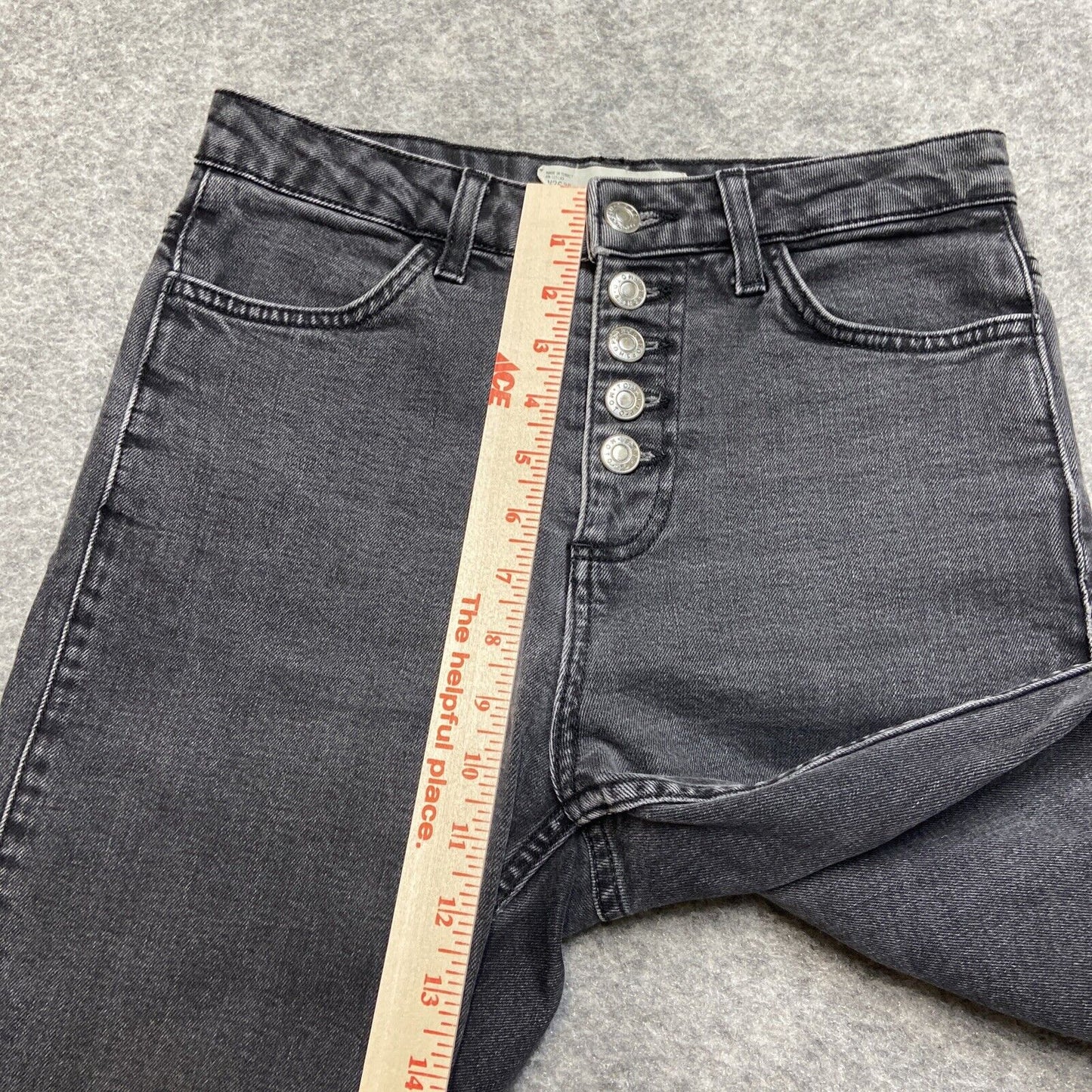 Topshop Moto Cropped Button Fly Jeans Women's Size 26x30 Dark Gray Denim