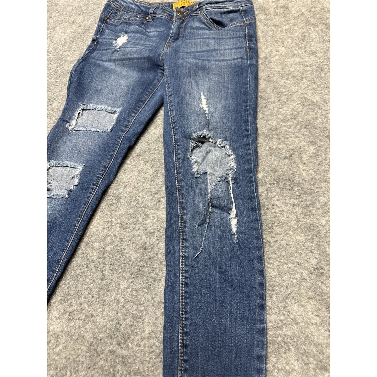 WAX JEAN Butt I Love You Women's Distressed Ankle Jeans Size S Small Blue Dark