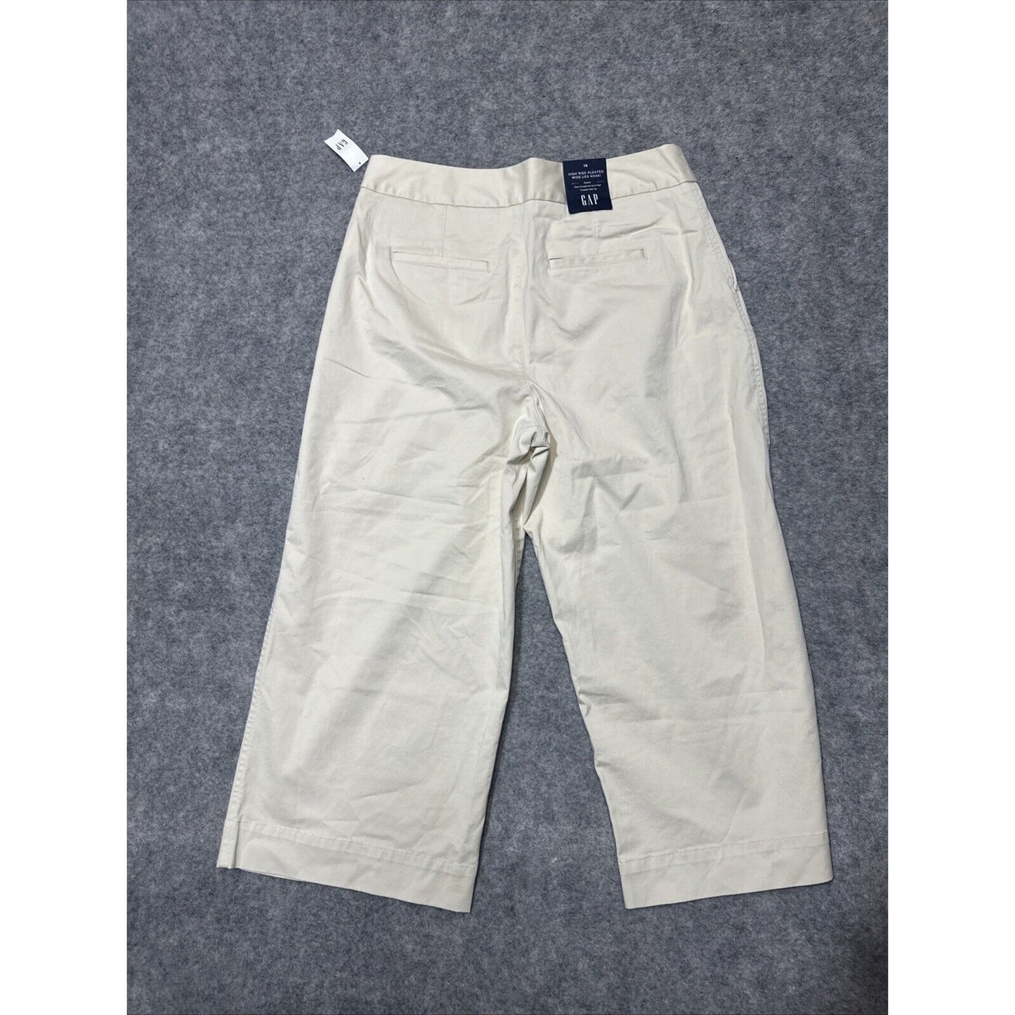 New Gap High Rise Pleated Wide Leg Khaki Women's Pants Size 16 Beige Light Wash